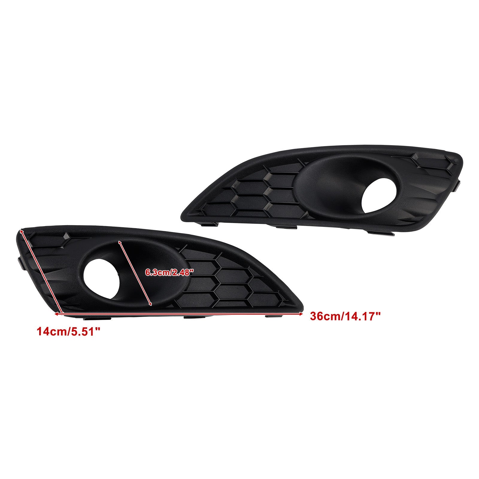 2013-2017 Ford Fiesta 2PCS Matte Black Front Fog Light Lamp Cover Grille