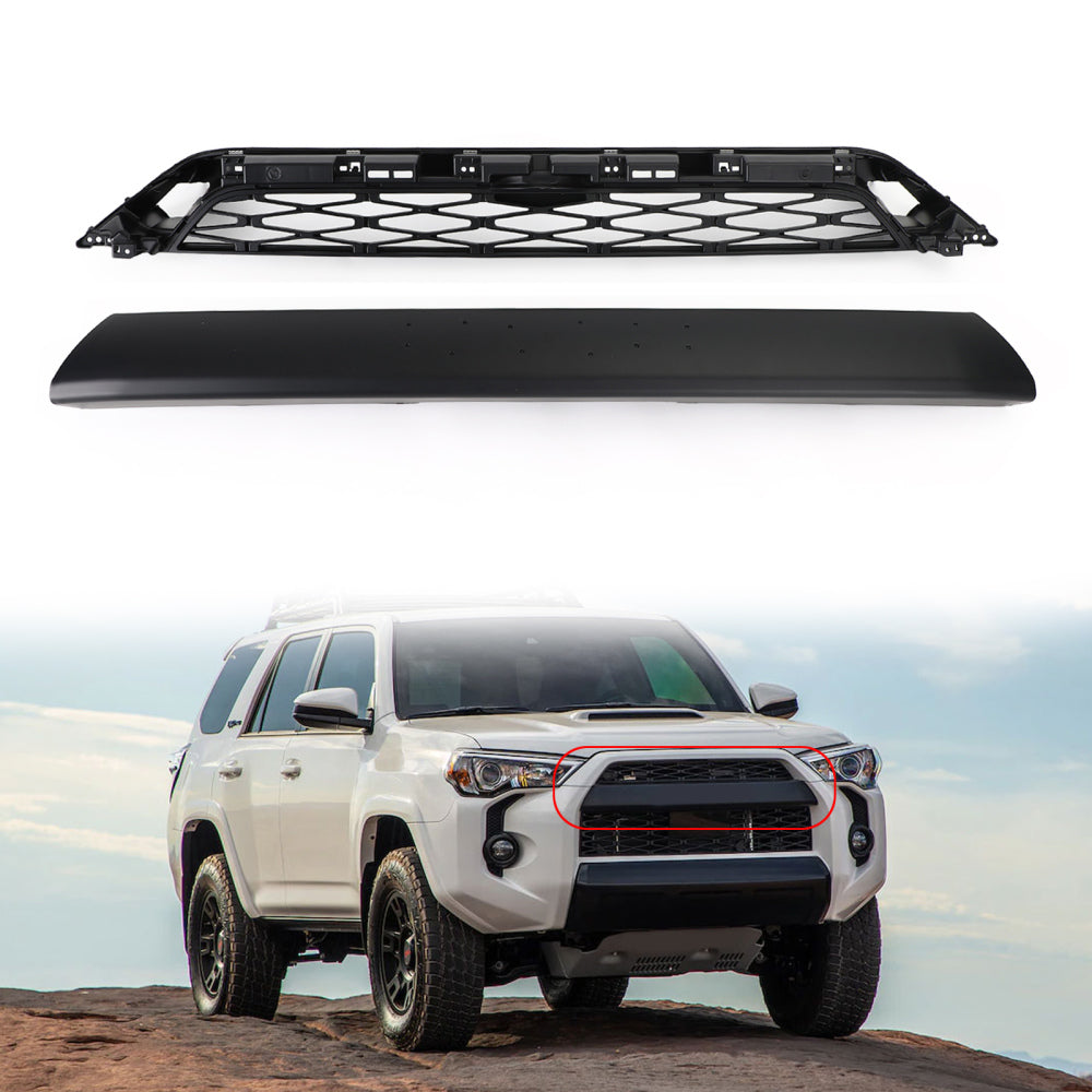 2 Piece Front Bumper Grille Grill Fit Toyota 4Runner TRD PRO 2020-2024 Black
