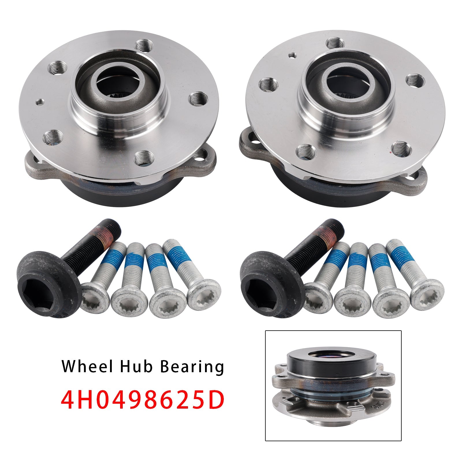 Audi A4 8K A6 C7 A5 8T A8 4H Q5 2x Front Wheel Hub Flange+Bearing+Bolts Kit 4H0498625D