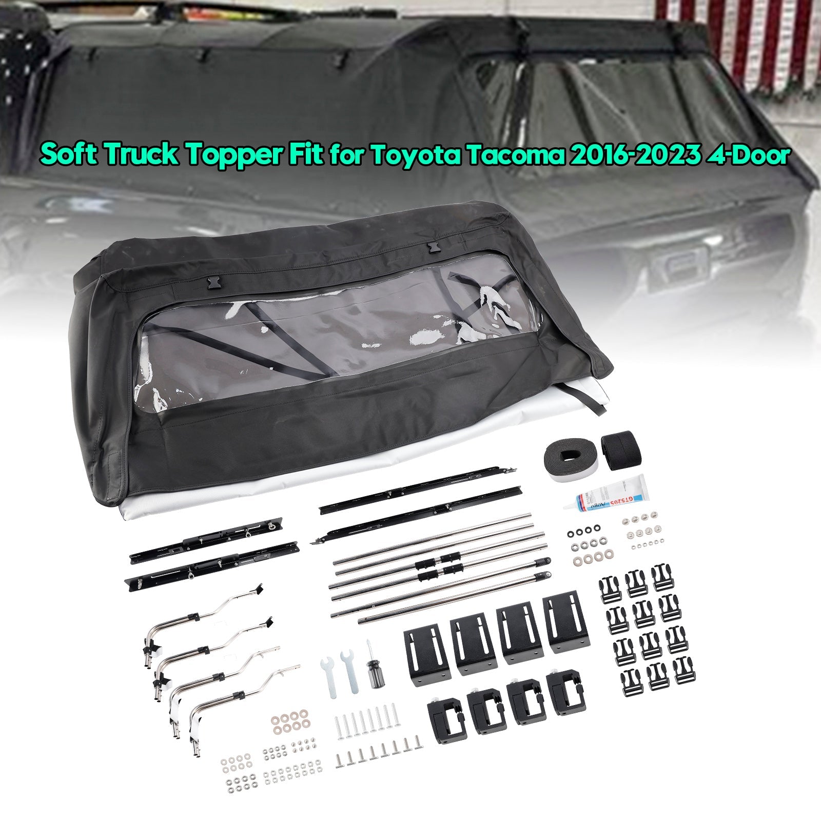 6" Soft Truck Topper Fit for Toyota Tacoma 2016-2023 4-Door