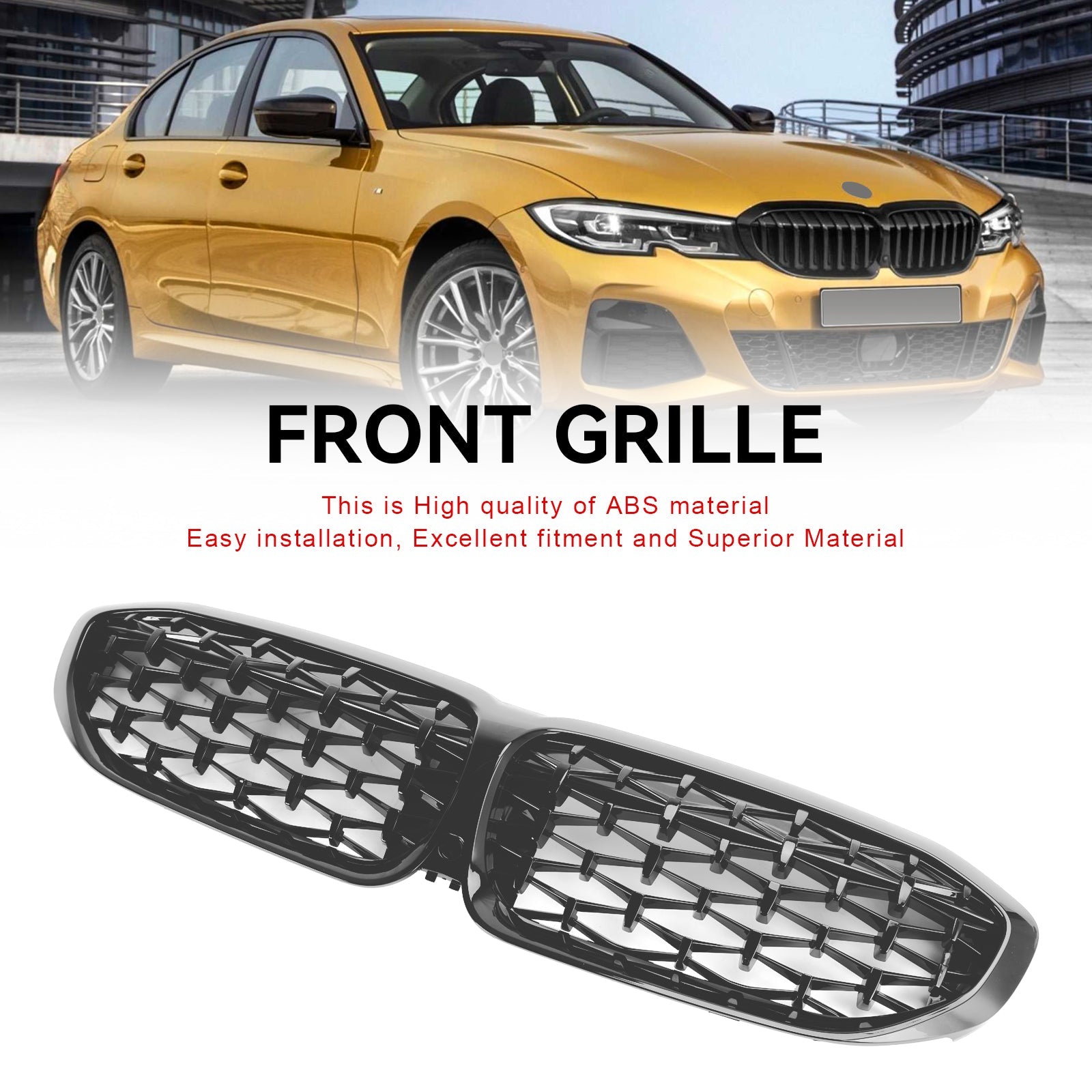 BMW 3 Series G20 2019-2022 Diamond Black Kidney Grille Grill 51138072085