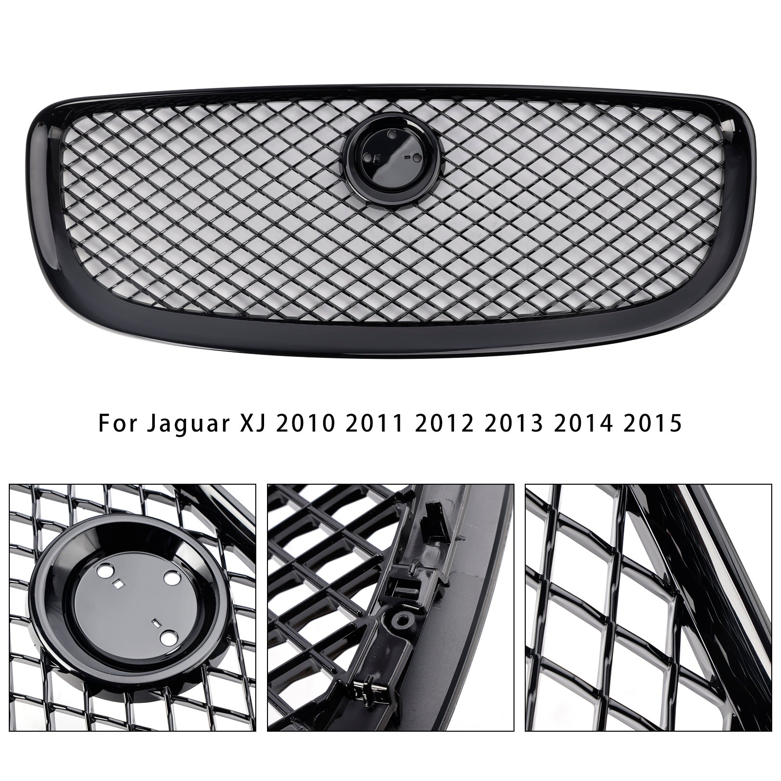 Gloss Black Front Bumper Grill Grille Fit Jaguar XJ 2010-2015