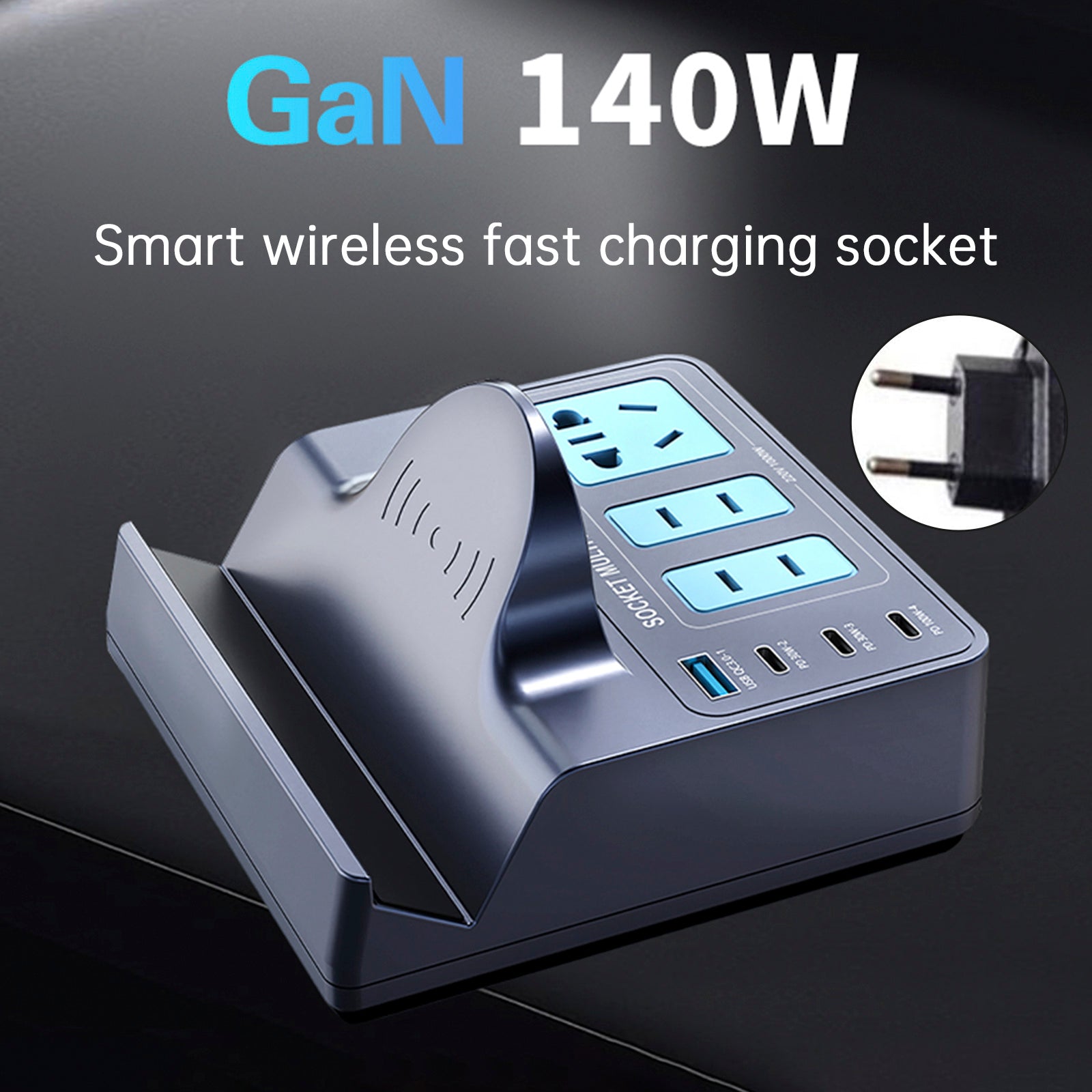 140W Smart Wireless Fast Charging Socket High Power PD100W Notebook QC Charging Mobile Phone Charger EU Plug