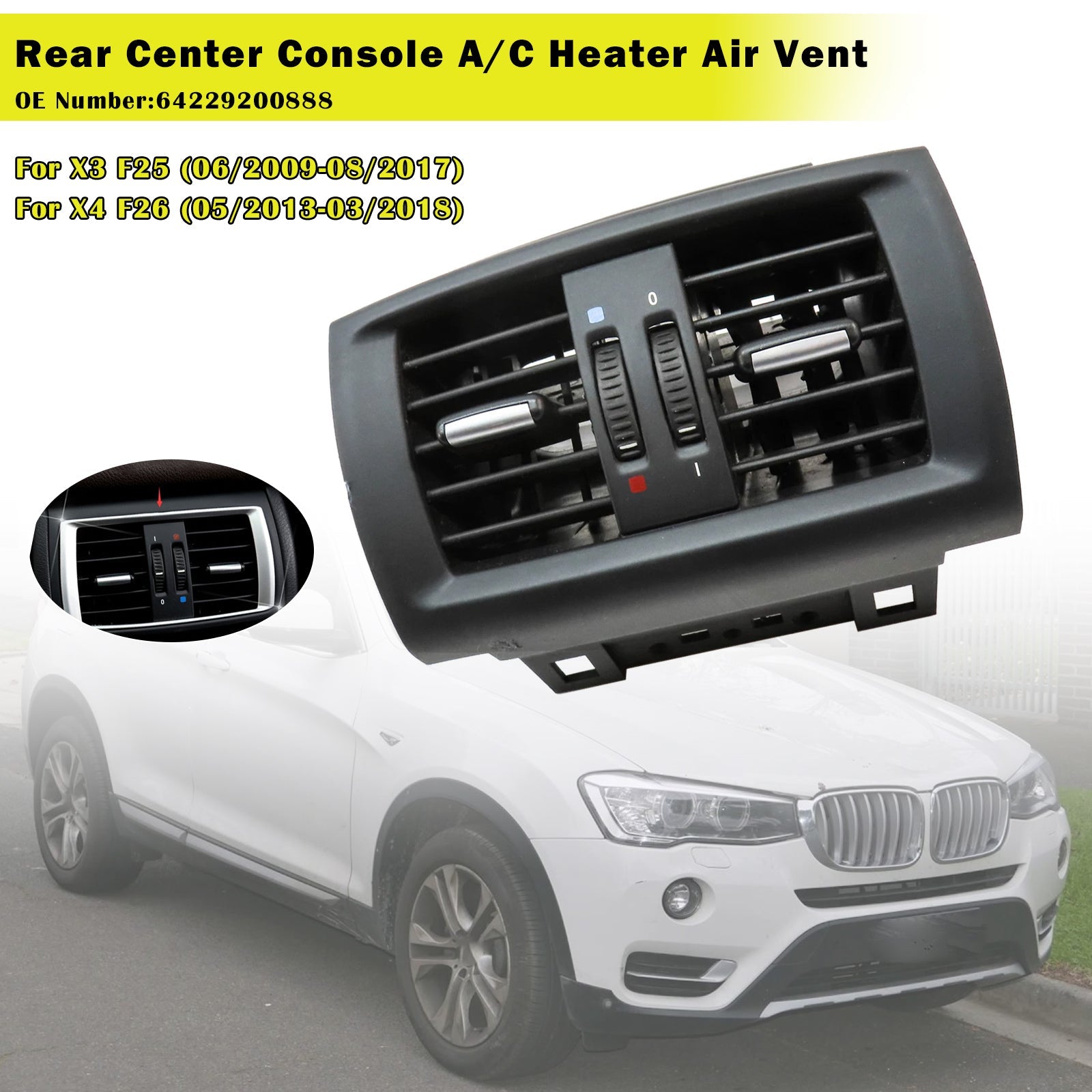 Rear Center Console Air Vent 64229200888 For BMW F25 F26 2013-2017