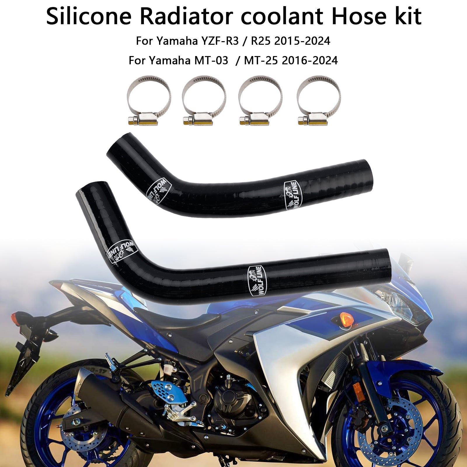 Silicone Radiator coolant Hose For Yamaha MT-03 MT-25 YZF R3 R25 2015-2024