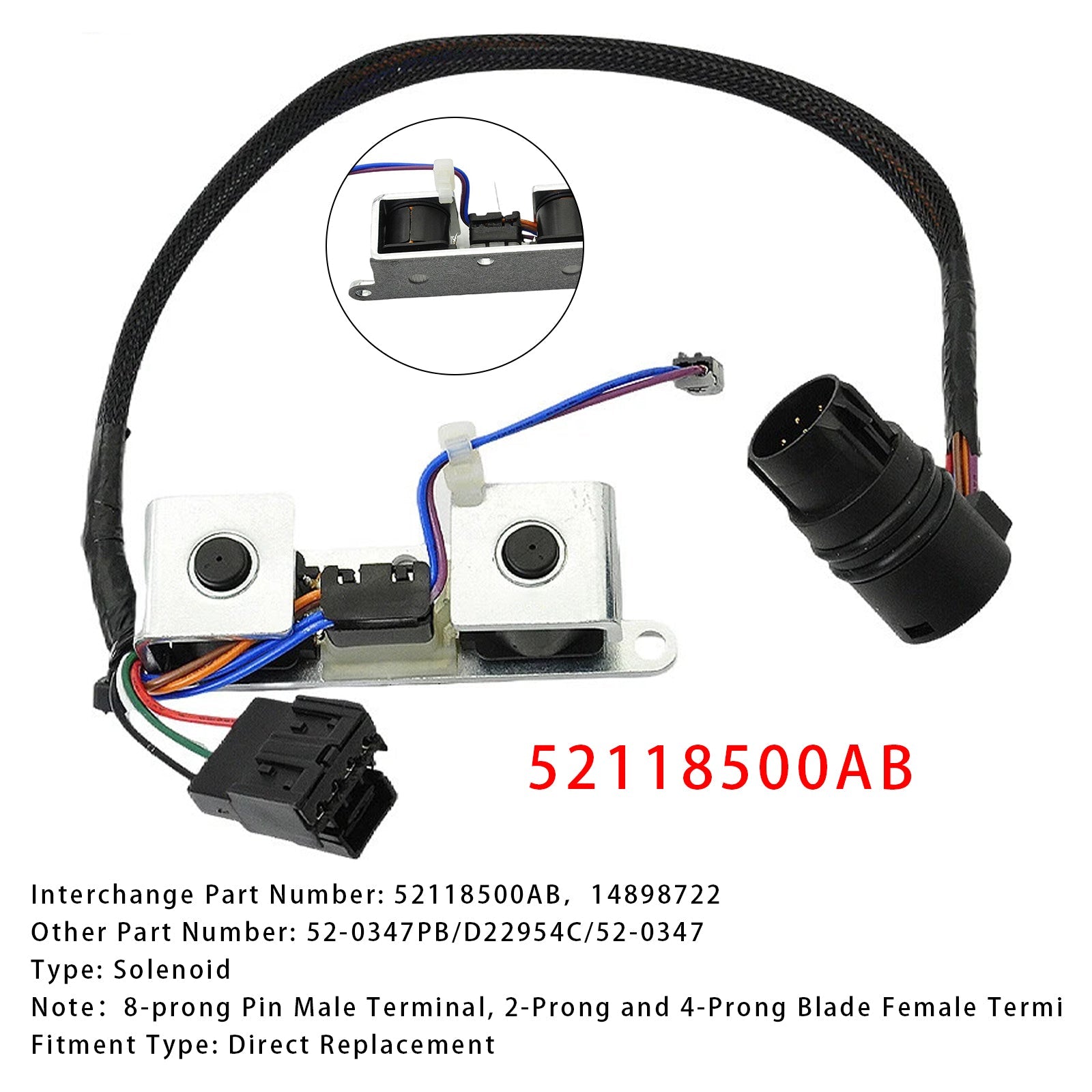 42RE 46RE 47RE 48RE A500 A518 TCC Overdrive Solenoid w/ Wire Harness For Dodge