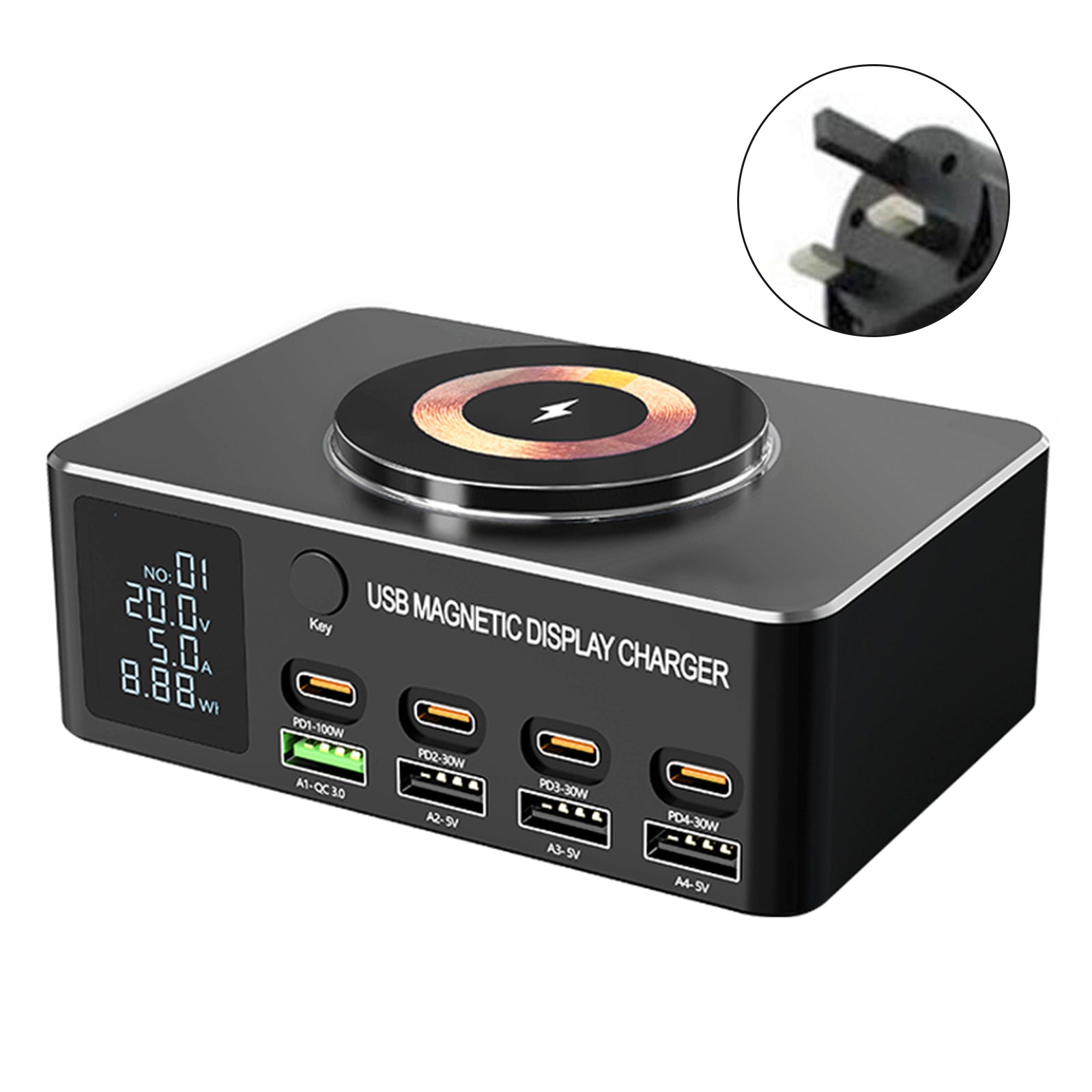 140W Fast Charging Charger Intelligent PD100W Notebook Multi-Port USB Charger UK