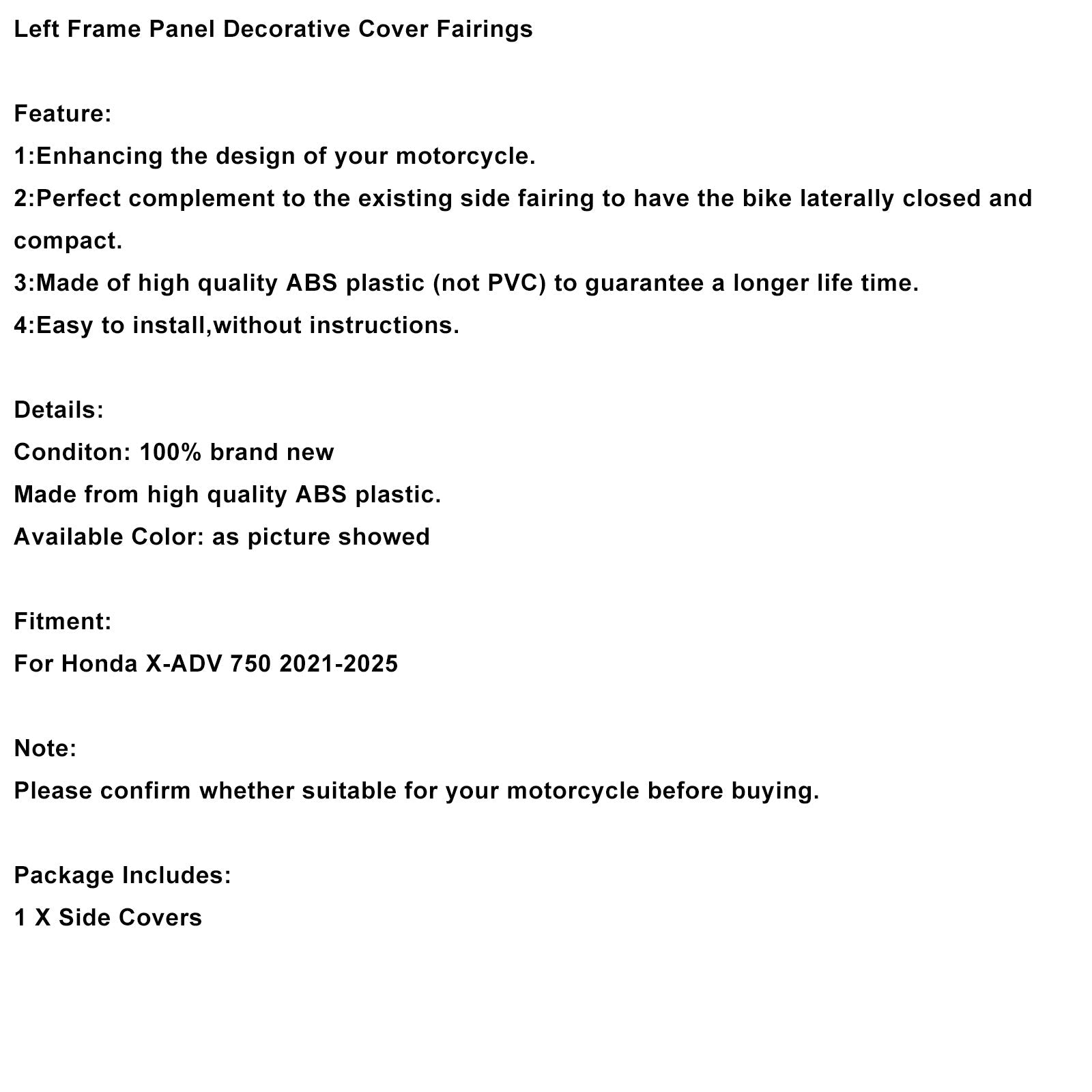 2021-2025 Honda X-ADV 750 Left Frame Panel Decorative Cover Fairings