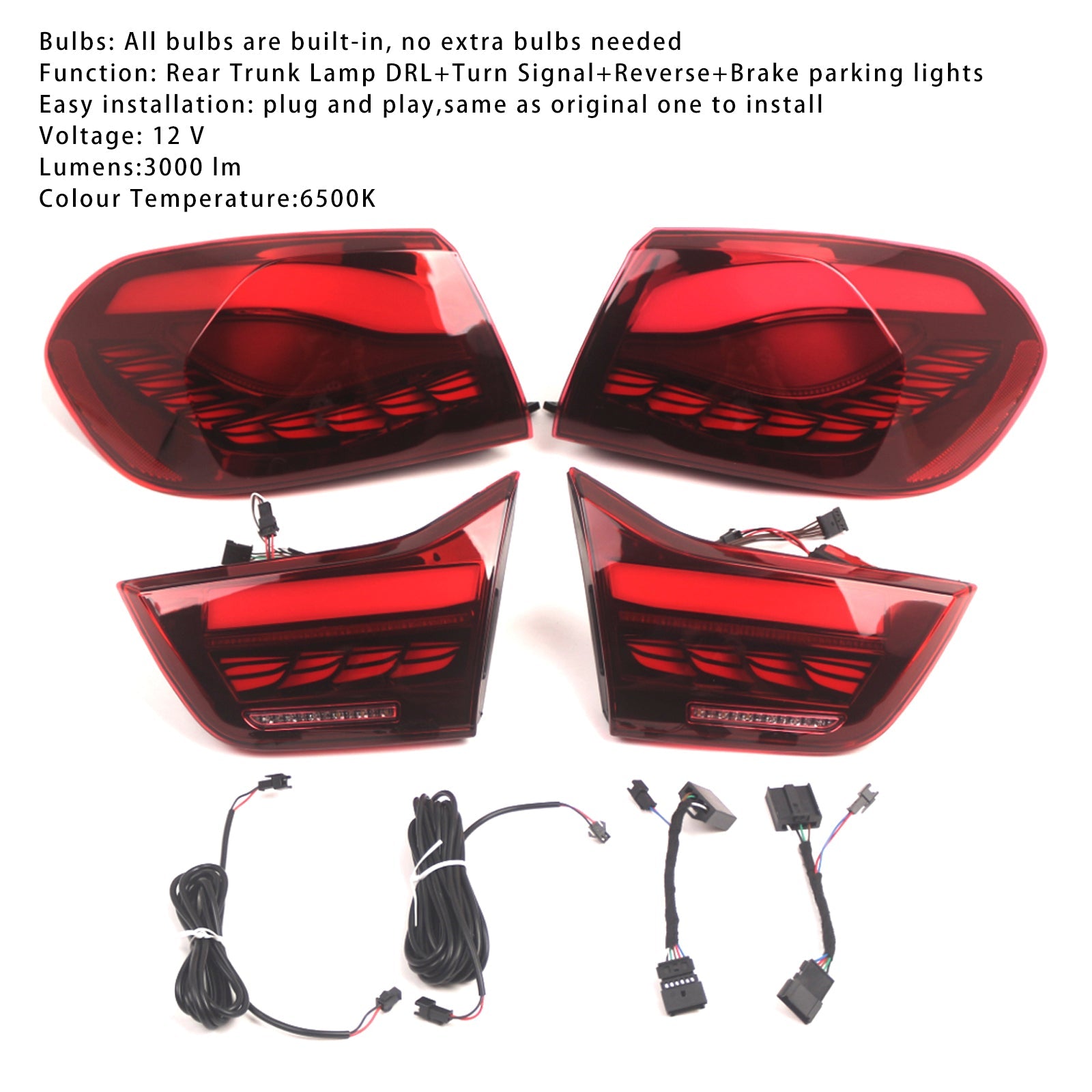 2014-2020 BMW F36 (Gran Coupe/Convertible) L&R Red LED Tail Lights Rear Lamp Assembly 63217296100 63217296099