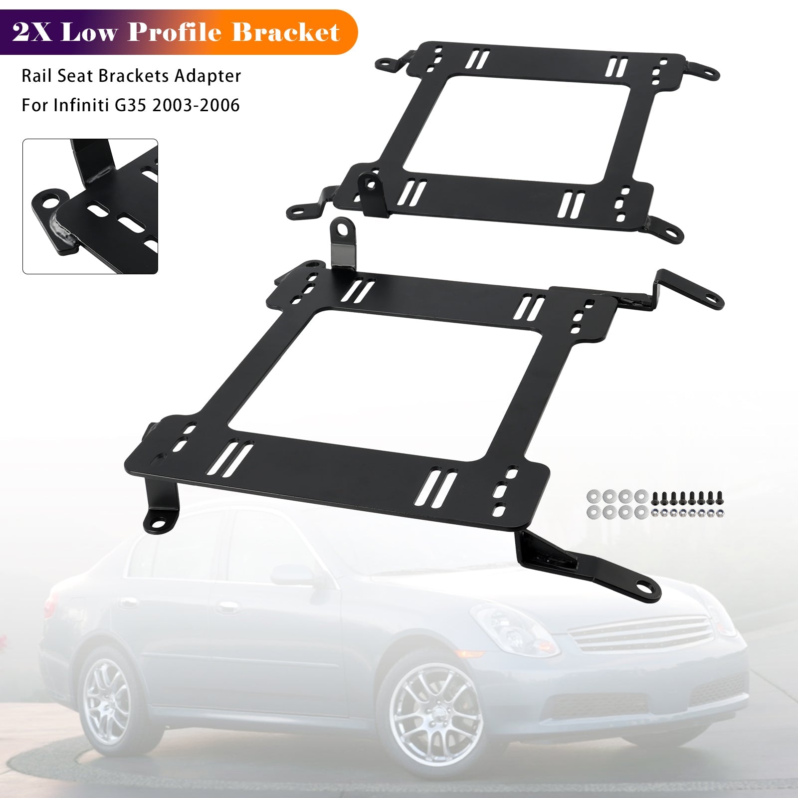 2003-2006 Infiniti G35 2X Low Profile Bracket Rail Seat Brackets Adapter