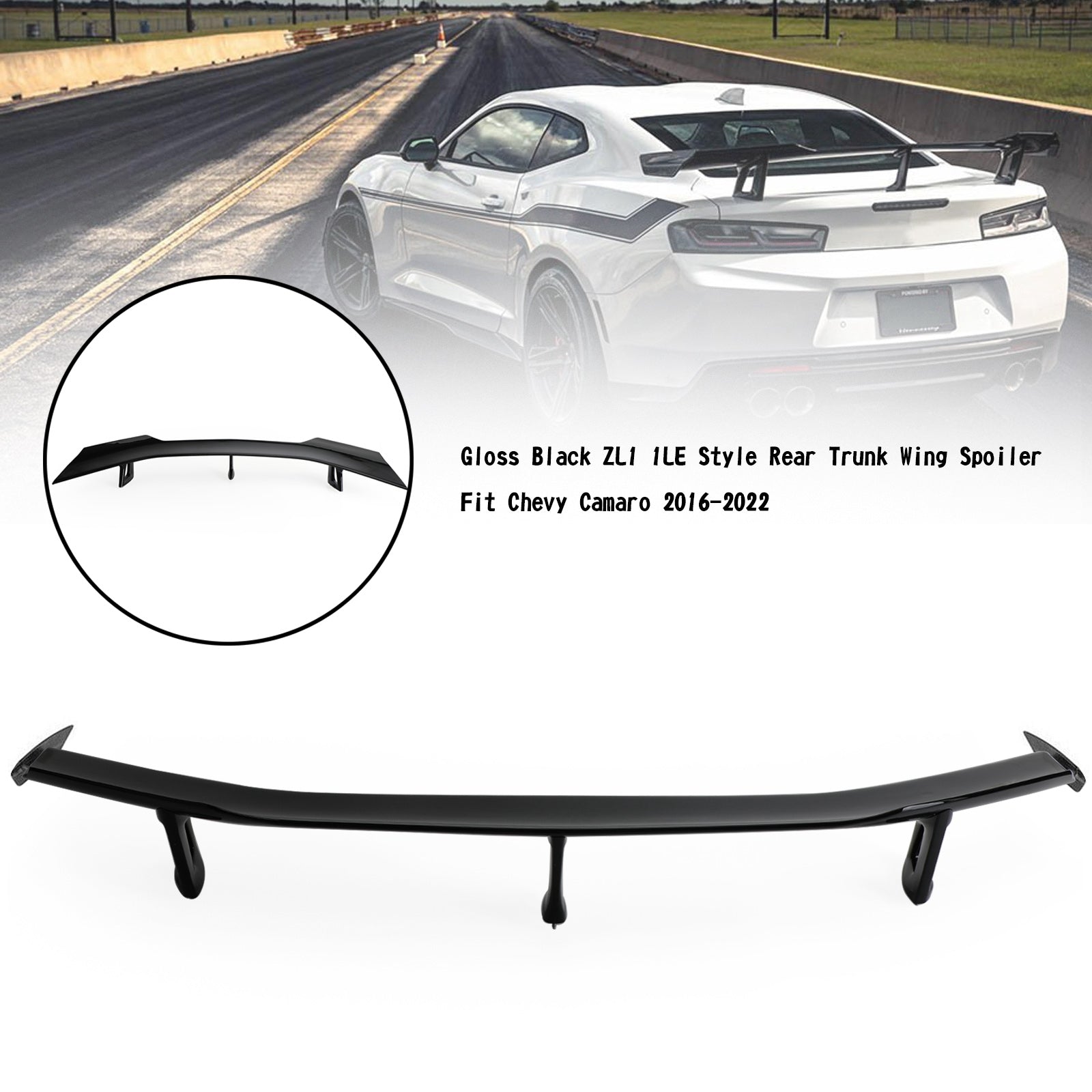 Gloss Black ZL1 1LE Style Rear Trunk Wing Spoiler Fit Chevy Camaro 2016-2022
