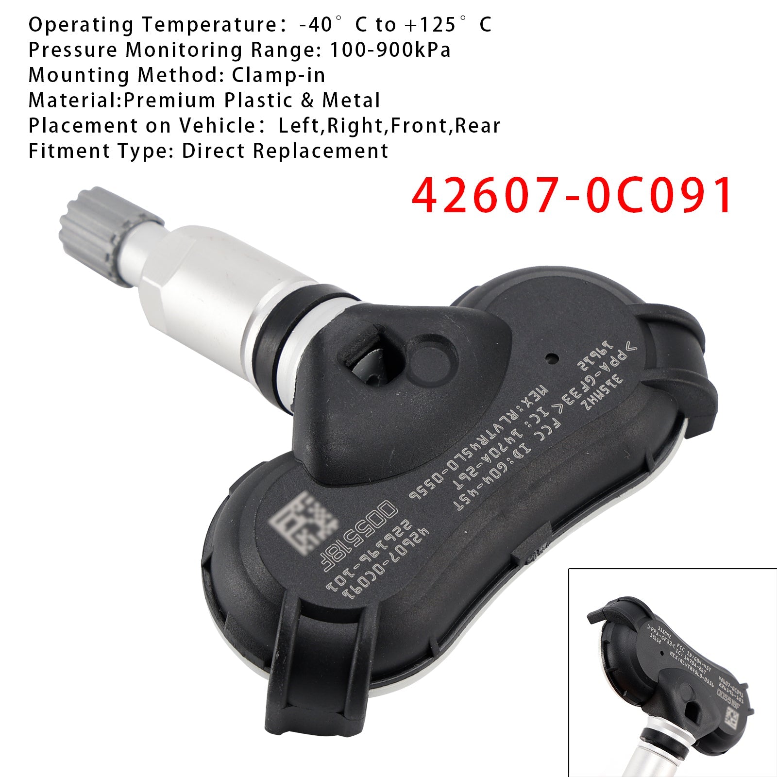 1X TPMS Tire Pressure Sensor For Toyota RAV4 Highlander Tundra 426070C091