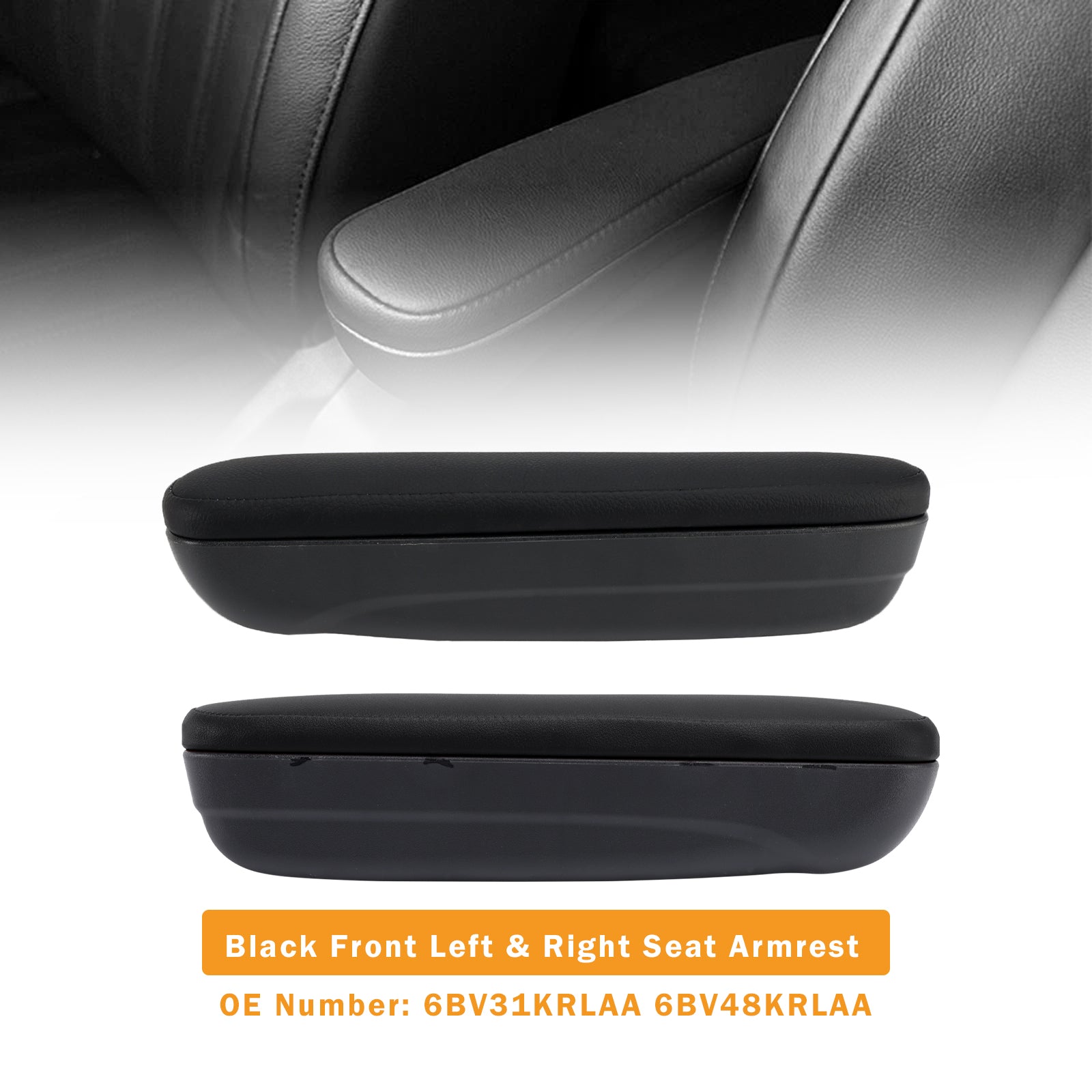 2016-2019 Fiat 500 Abarth Black Front Left & Right Seat Armrest 6BV31KRLAA