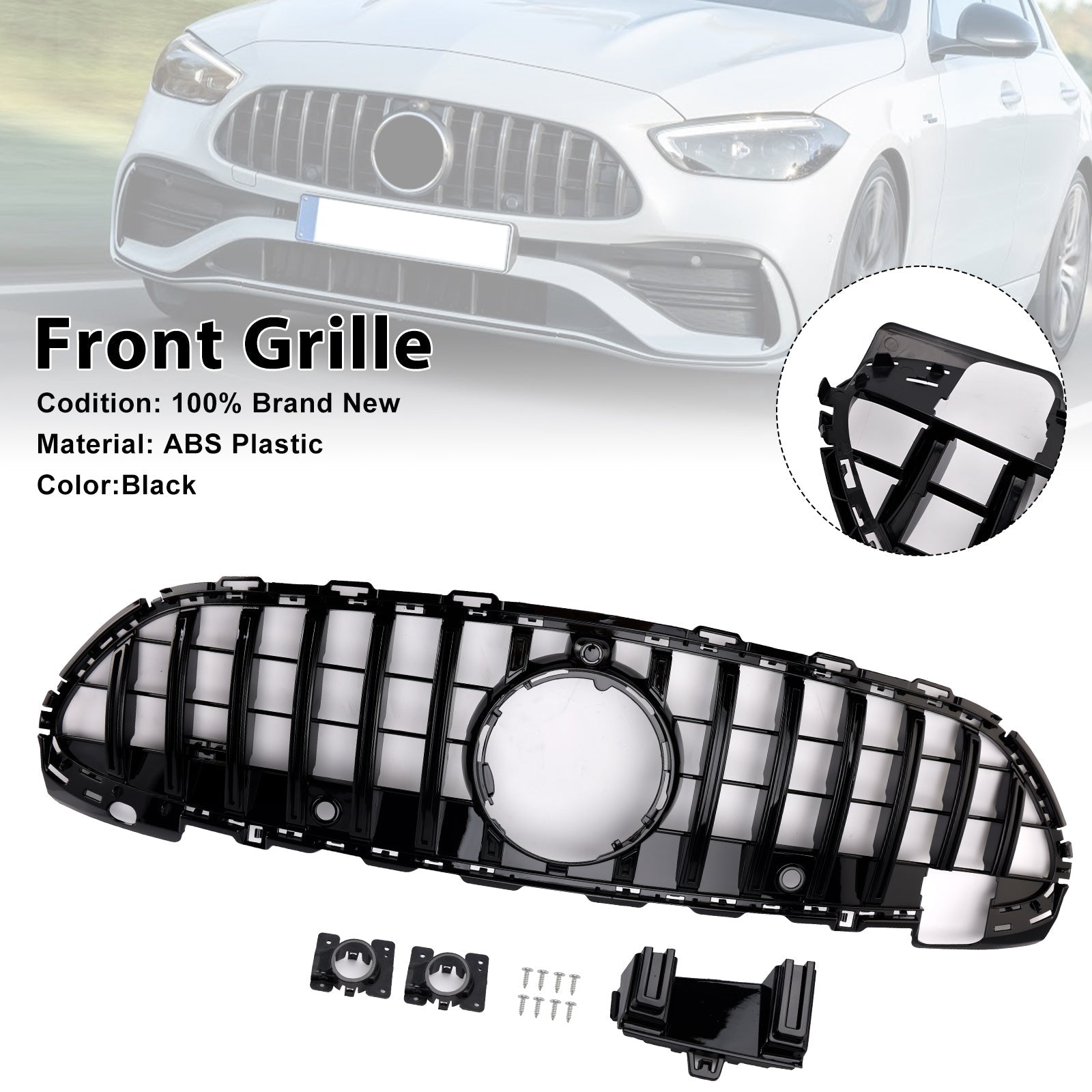 2022-2023 Mercedes Benz W206 W/Camera GTR Style Front Bumper Grille Grill