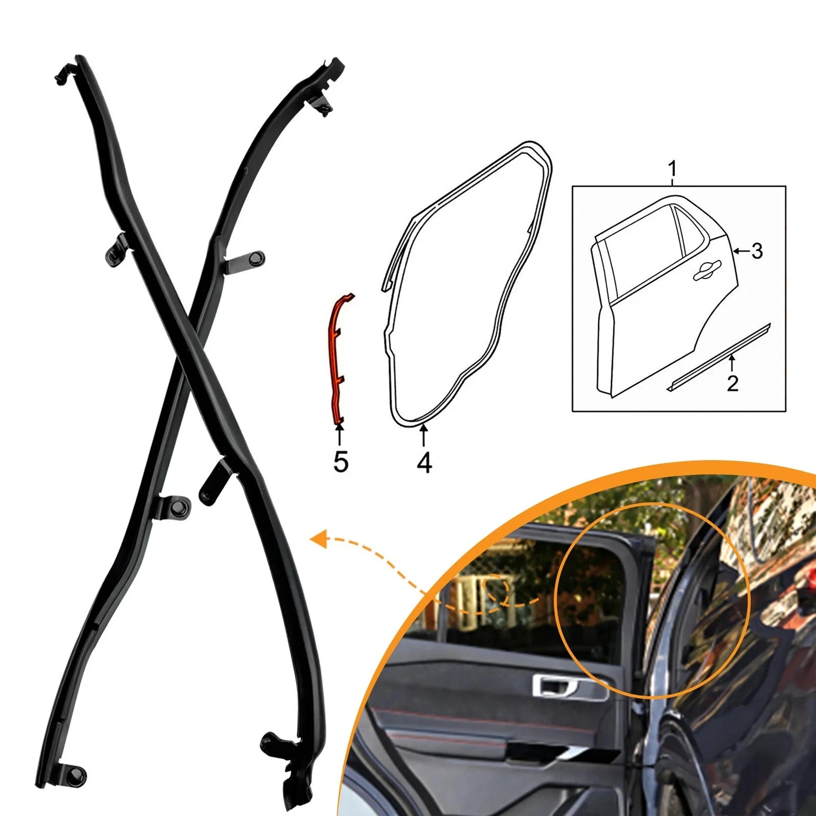 2011-2019 Ford Explorer Left+Right Door Weatherstrip Seal BB5Z7825324B 25B