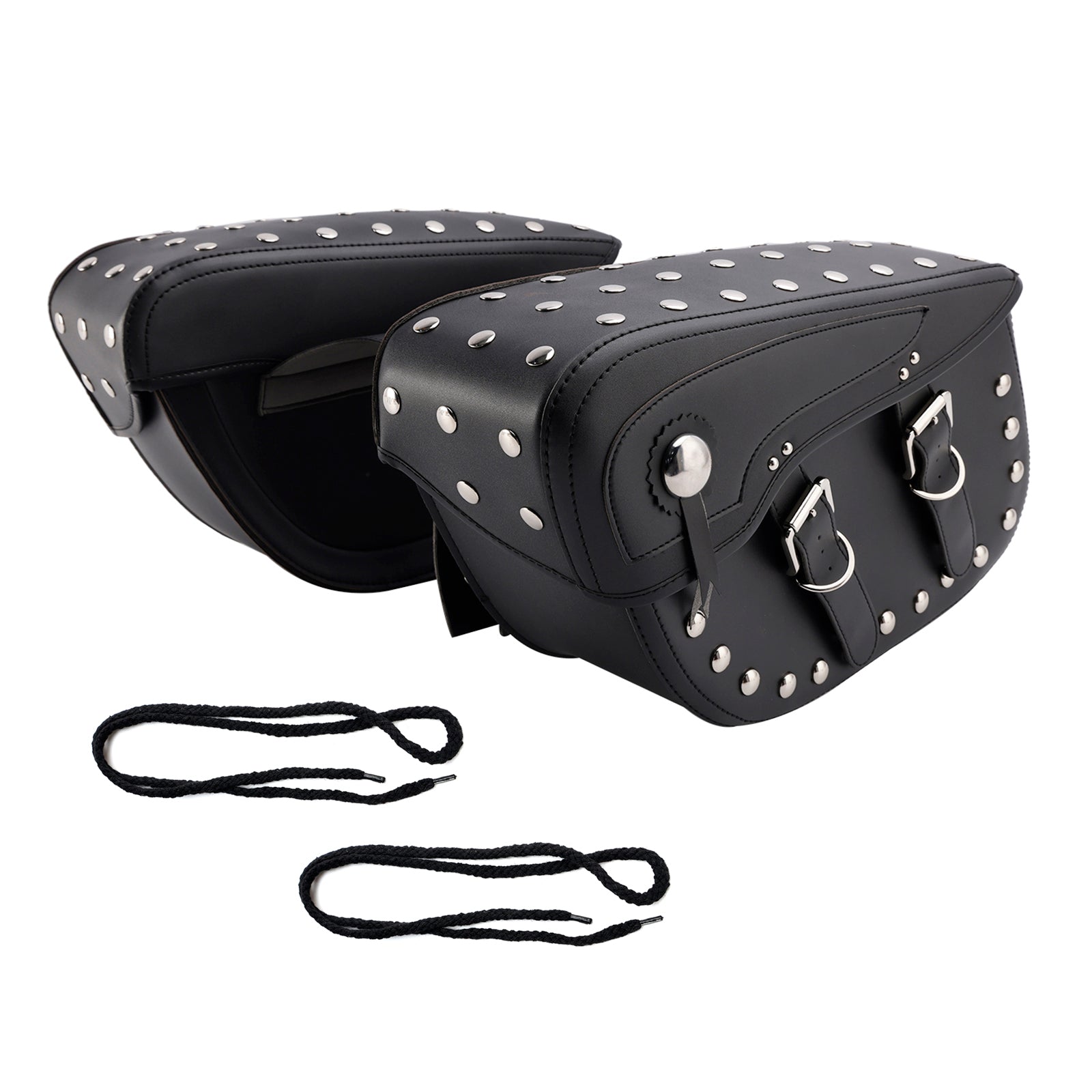 Universal Saddlebag Side Storage Tail Bag Pu Luggage Black 80L For Motorcycle