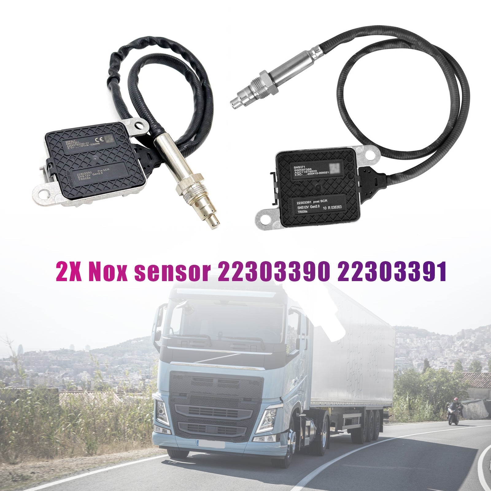 Volvo Truck D11, D13, D16, Mack MP8 2x Nox sensor 22303390 22303391