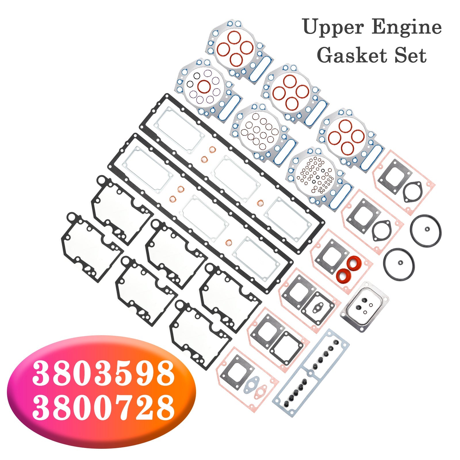3803598 3800728 Upper Engine Gasket Set for Cummins KTA19 KTTA19