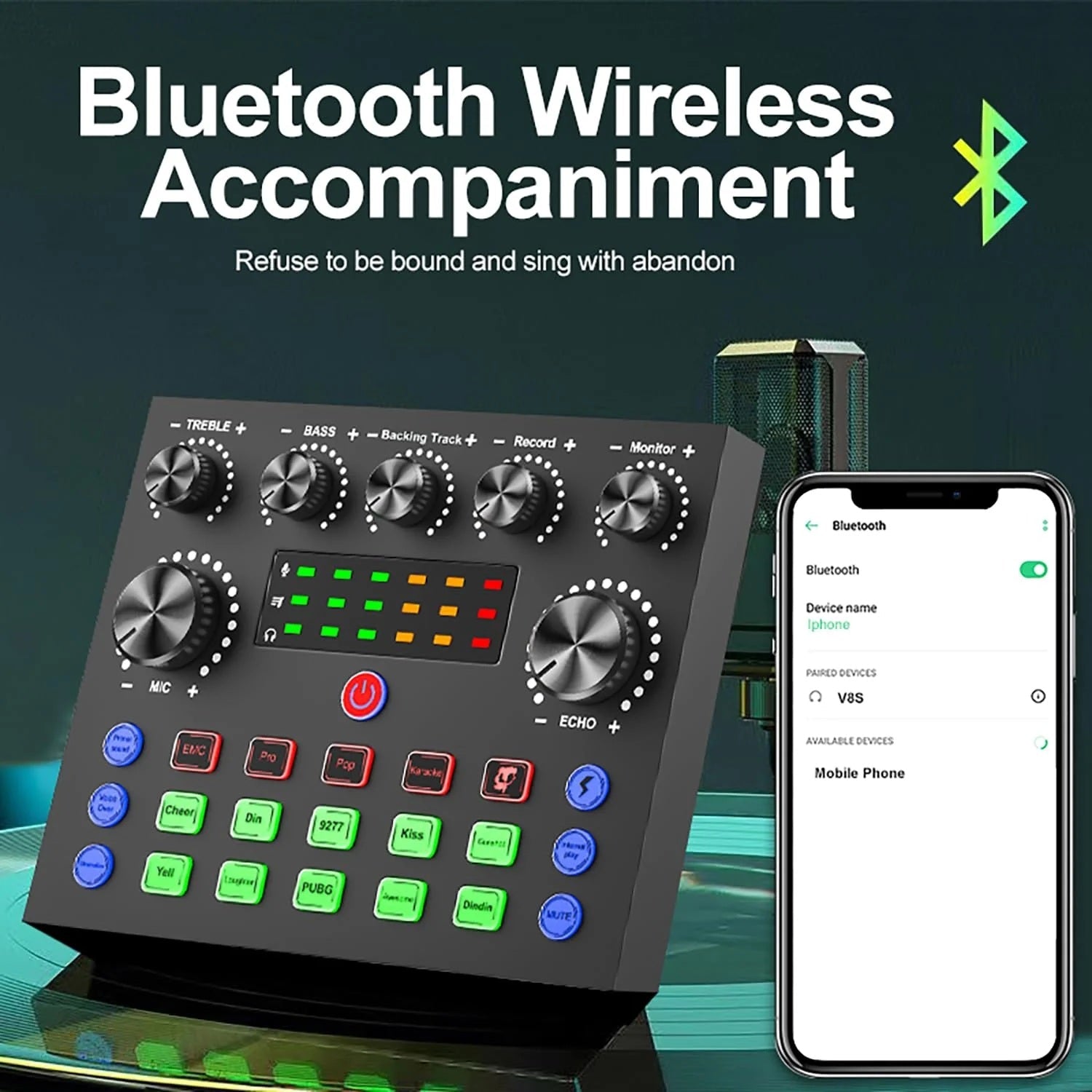 V8s Sound Card Live Sound Card Set for Podcast Record Sing Streaming and Gaming