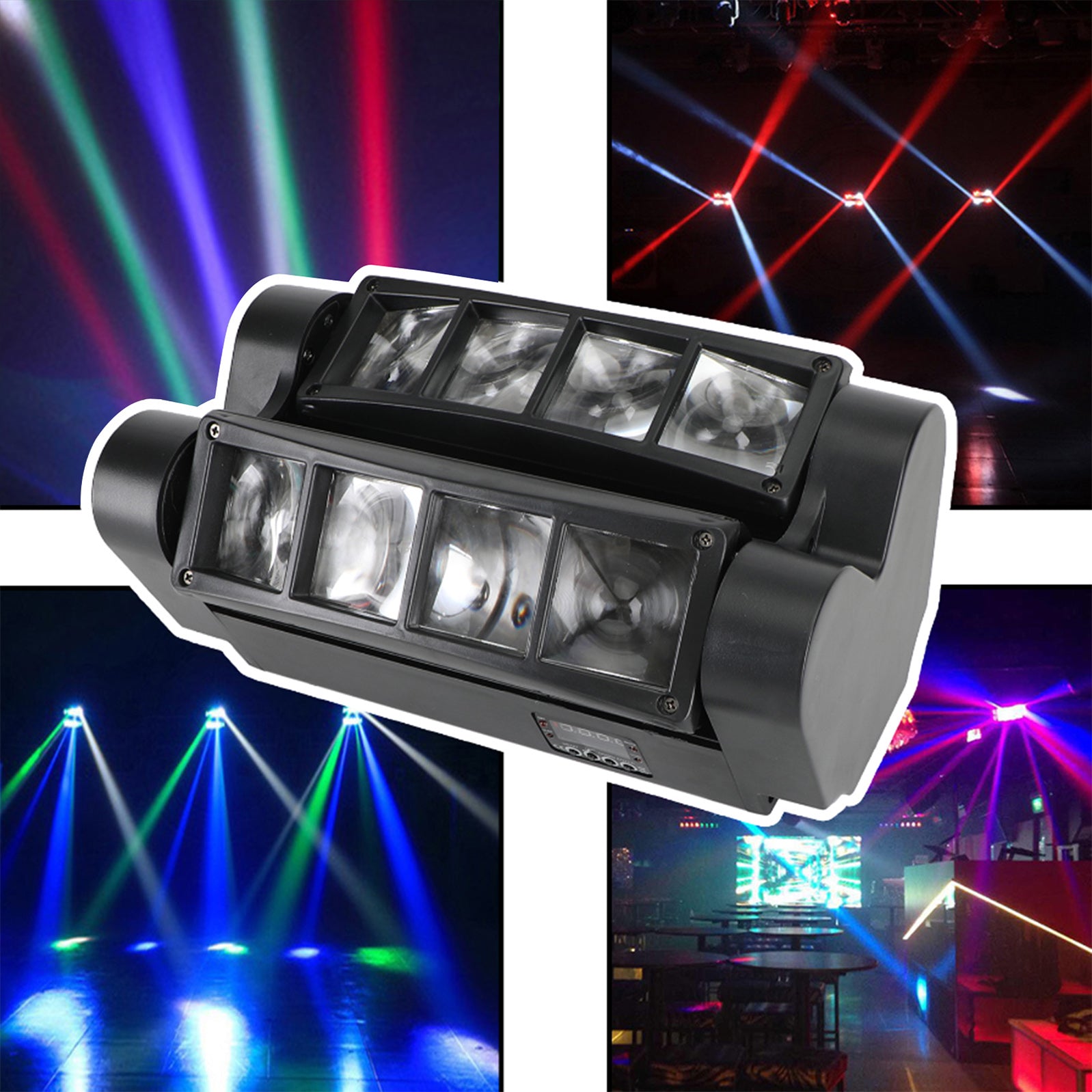 4Pcs 80W 8LED RGBW Spider Moving Head Stage Lighting Beam DMX Party DJ Lighting