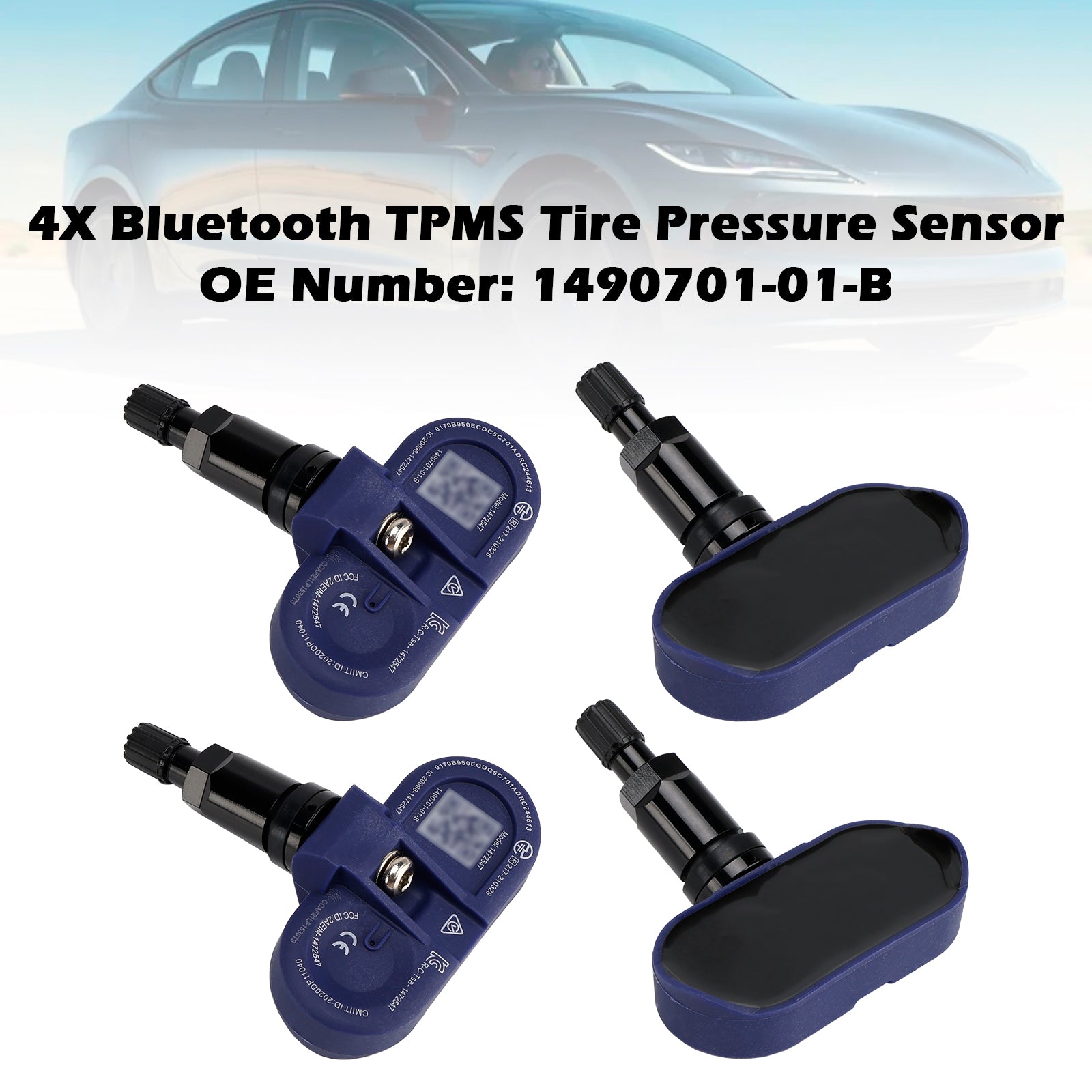 2021-2024 Tesla Model 3 / S / X / Y 4Pcs Bluetooth TPMS Tire Pressure Sensor