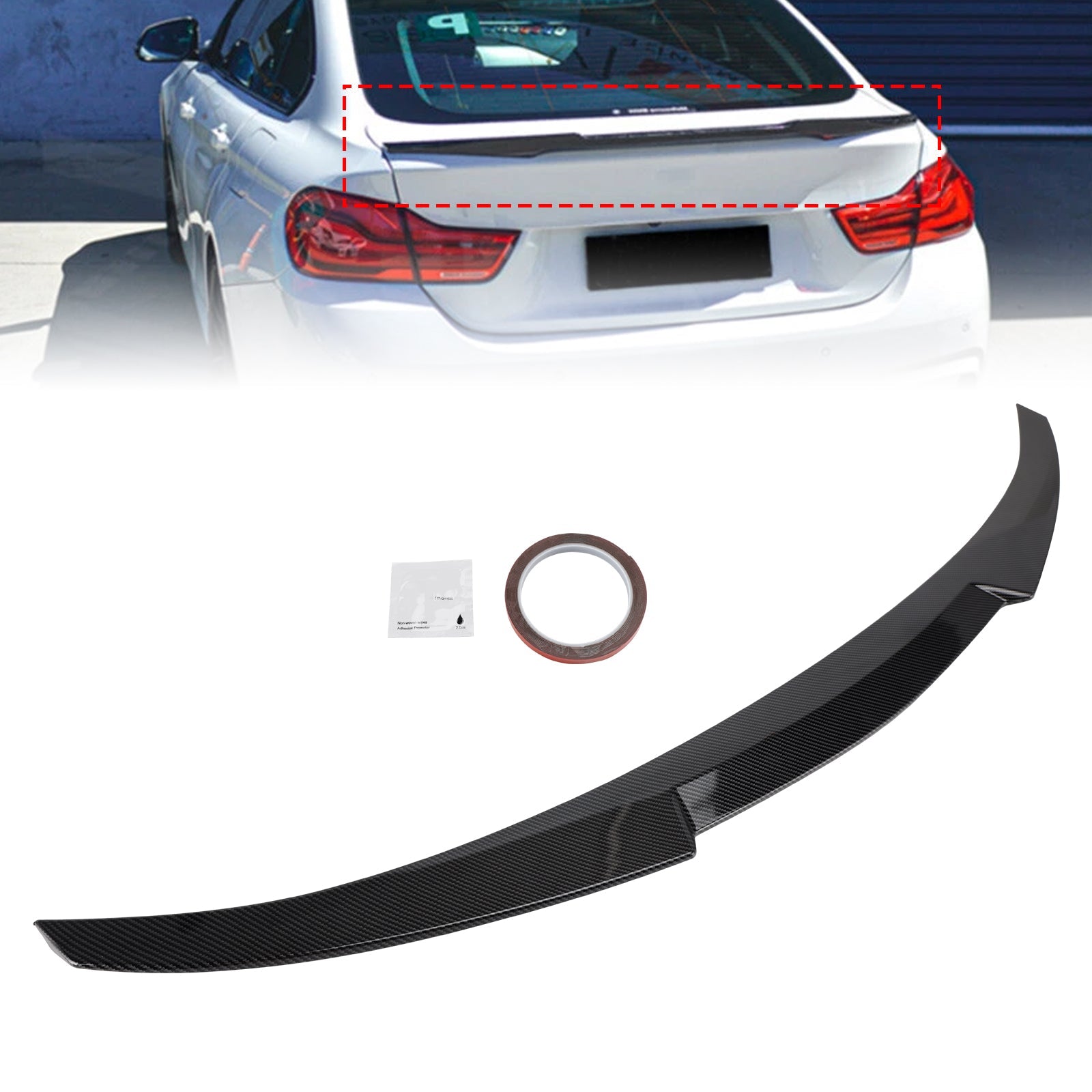 Carbon Fiber Look Rear Boot Spoiler For BMW 4 Series F36 4DR Coupe M4 Style