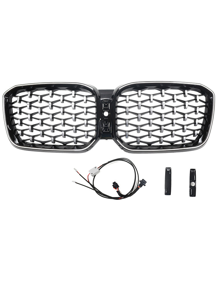Diamond Front Bumper Kidney Grille Fit BMW X3 G01 X4 G02 2022-2025 Chorme