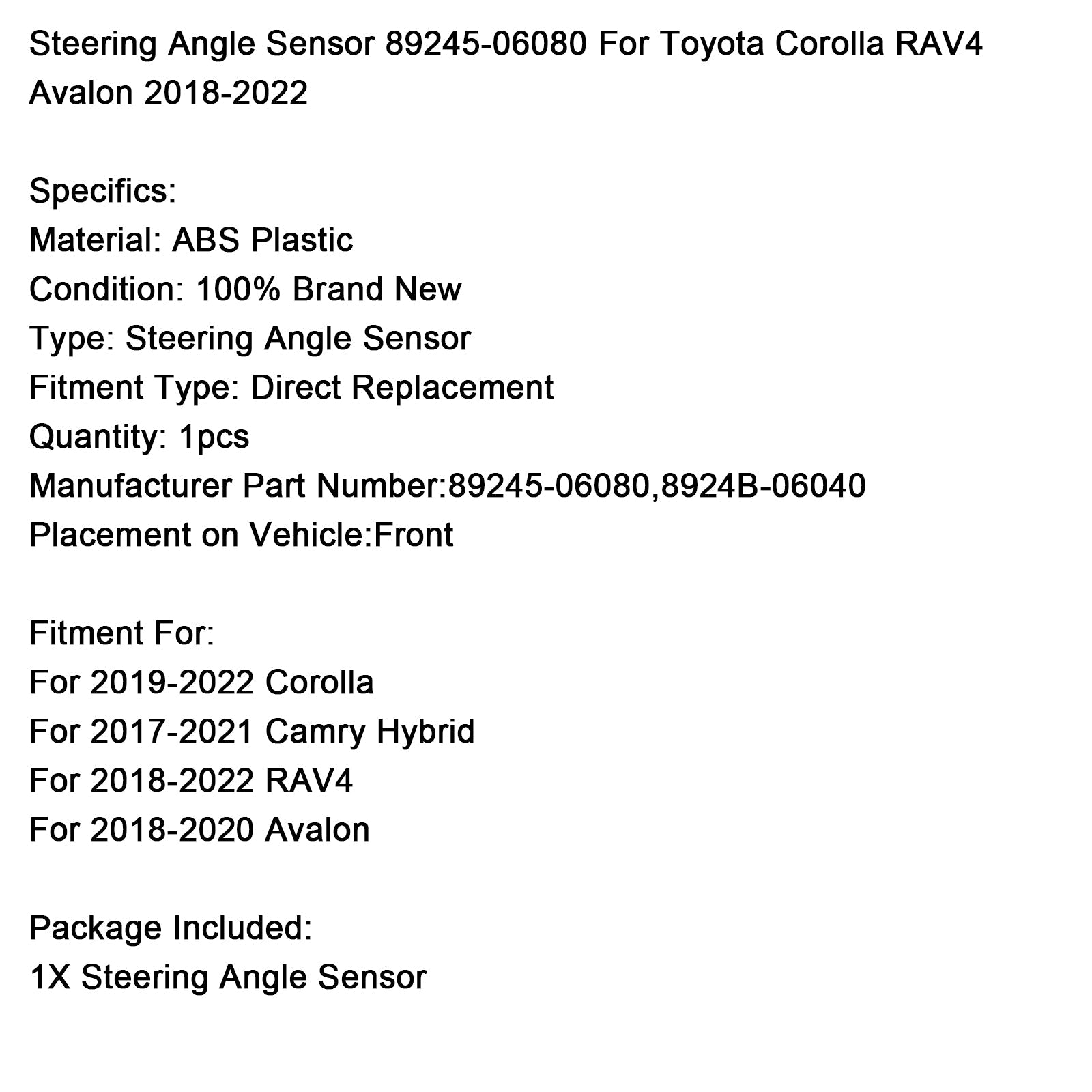 2018-2022 RAV4 Steering Angle Sensor 89245-06080