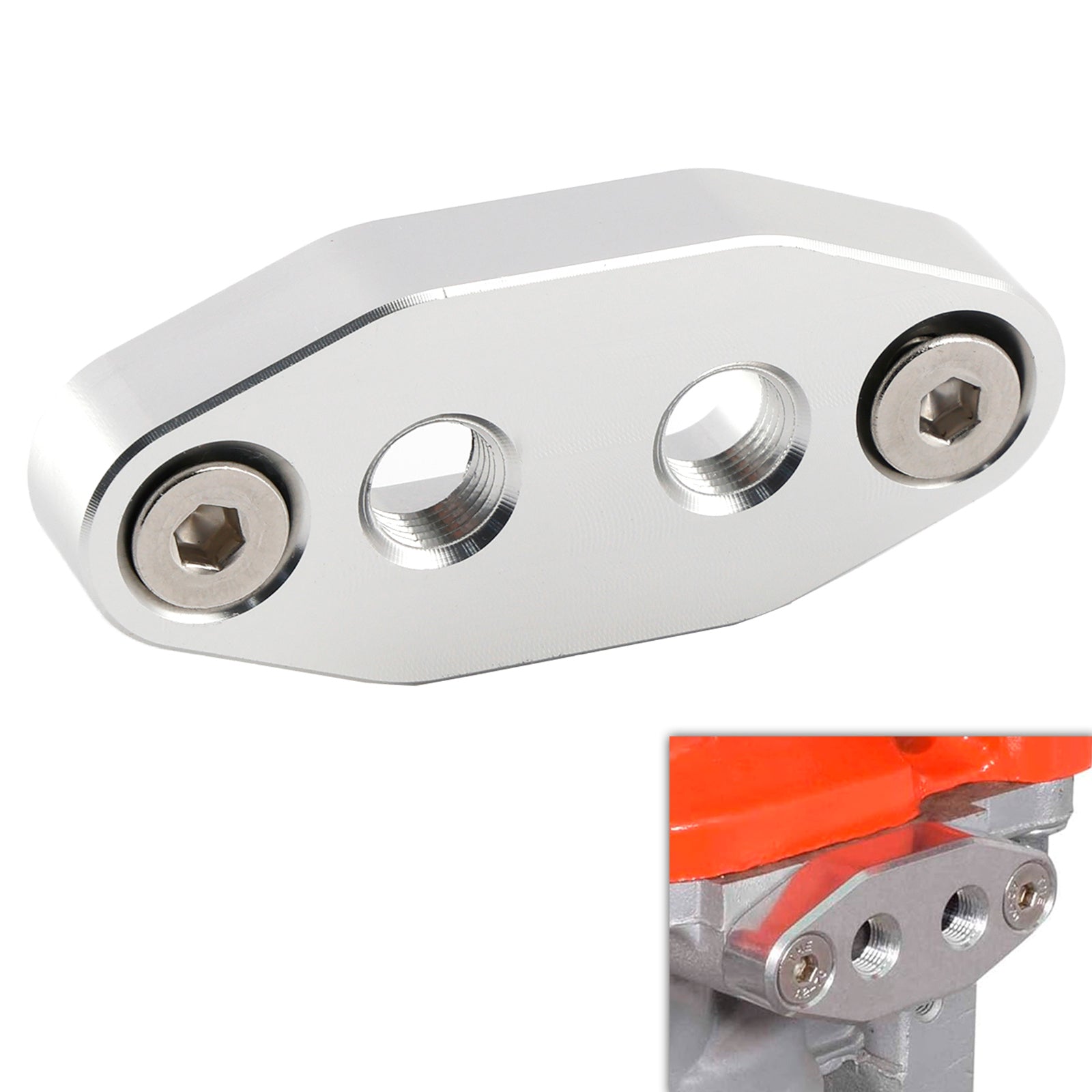 Twin Turbo Dual 1/8" NPT Oil Feed Line Adapter Plate for LS1 LSX LS3 LS2 LQ4