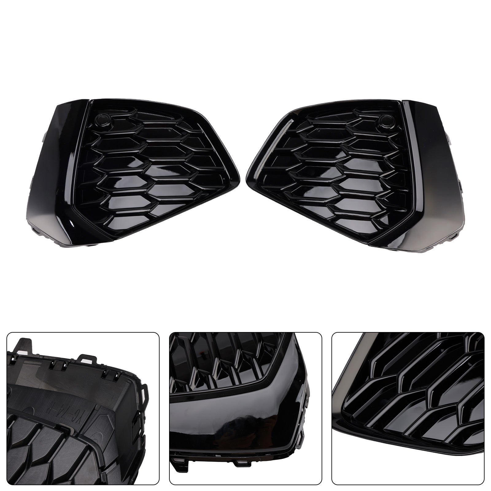 Black Front Honeycomb Fog Light Grille Cover Fit Audi A3 S-line 2021-2023