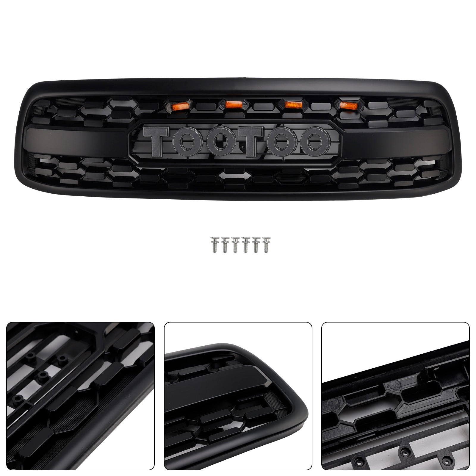 Matte Black Front Bumper Grill Grille Fit Toyota Tundra 2000-2002 W/LED