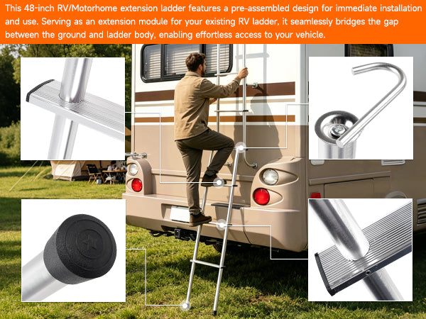 503L 48" Aluminum Universal RV Ladder Extension For all 1" Tube RV Ladders