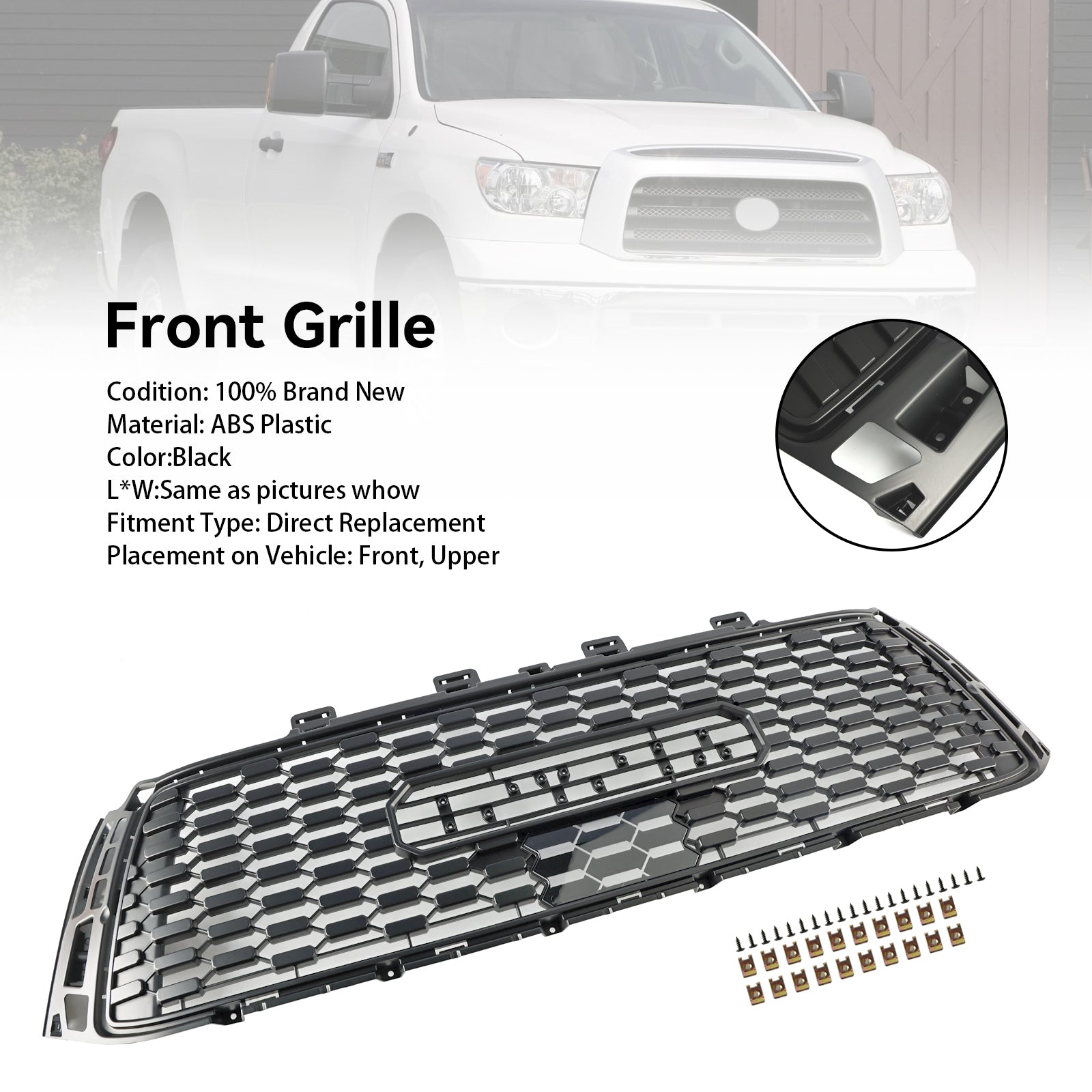 2010-2013 Toyota Tundra TRD PRO Honeycomb Front Bumper Grill Grille Black Generic