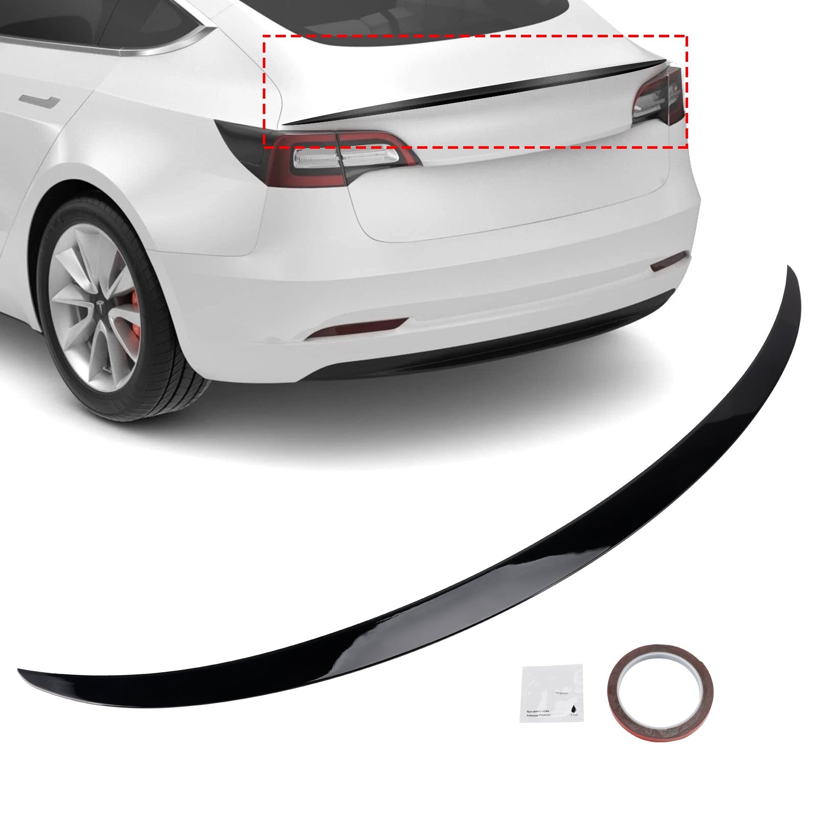 Gloss Black Rear Boot Spoiler For Tesla Model 3 17-23 Original Factory Style