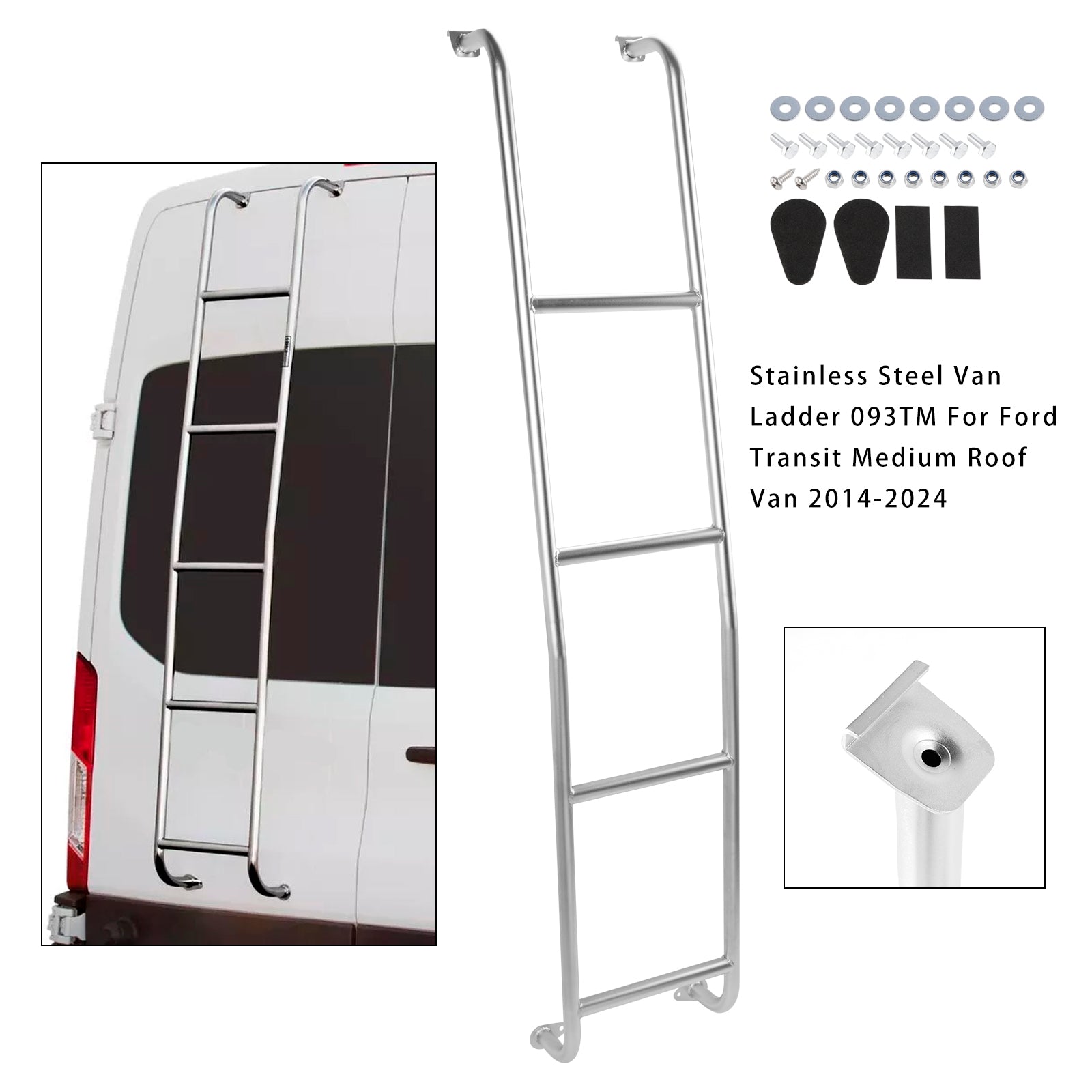 Stainless Steel Van Ladder 093TM For Ford Transit Medium Roof Van 2014-2024