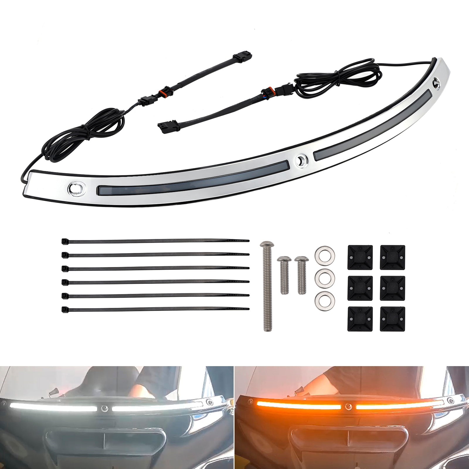 2014+Touring Electra Glide Street Glide Ultra Limited LED Running Turn Signal Light Windshield Trim