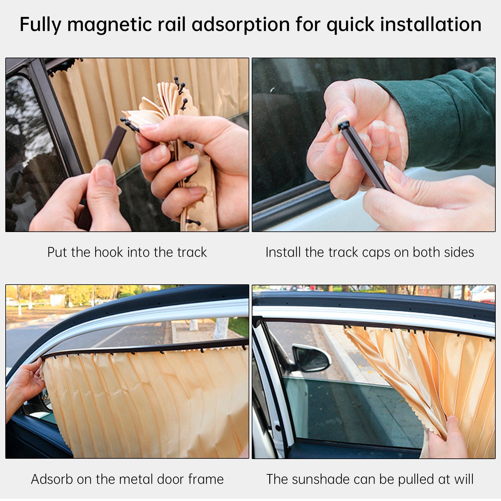 4 PCS Universal Car Side Window Sun Shades Gold For Breast feeding Taking a nap