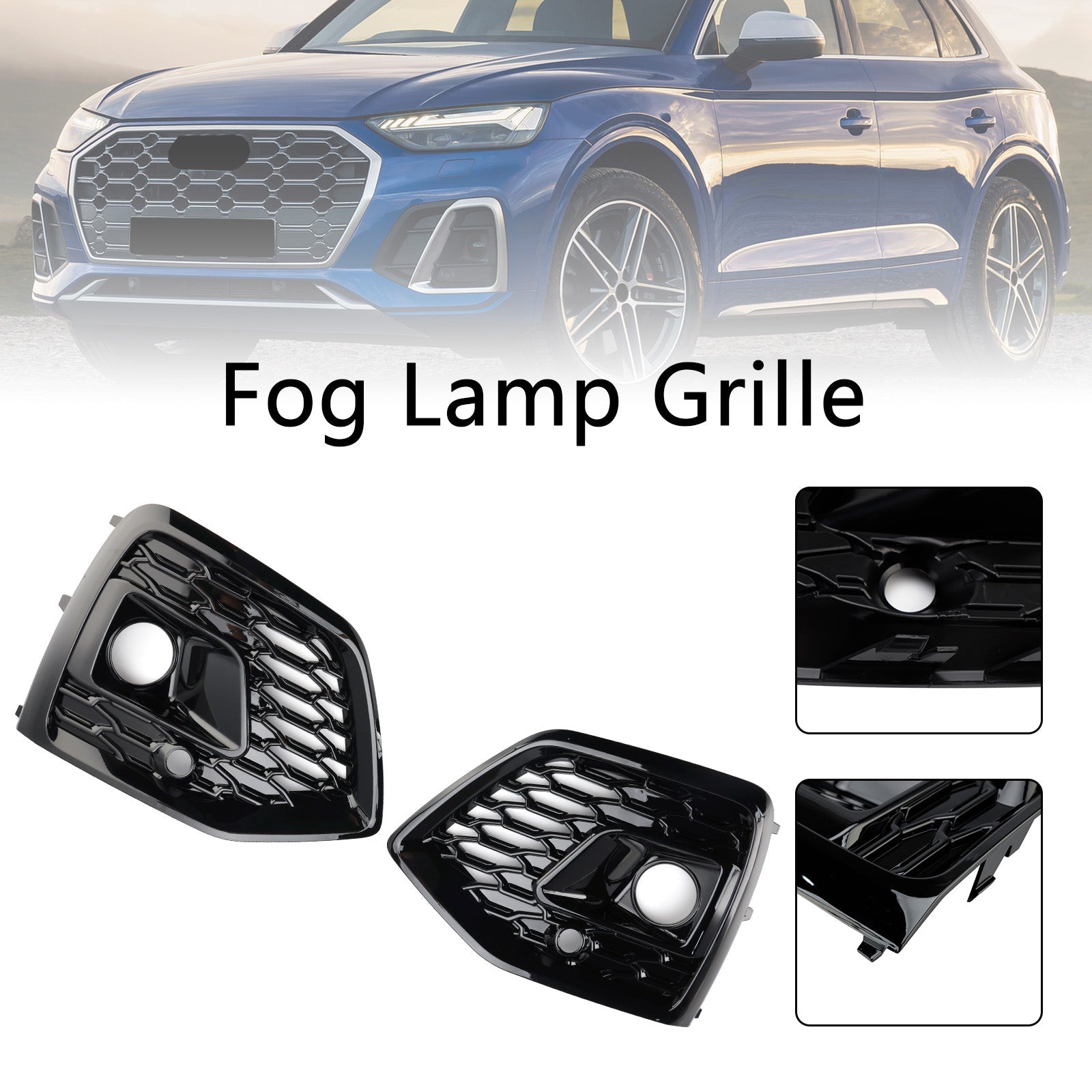 2021-2025 Audi Q5 SQ5 S-Line RSQ5 Style Front Fog Lamp Grille Cover Black