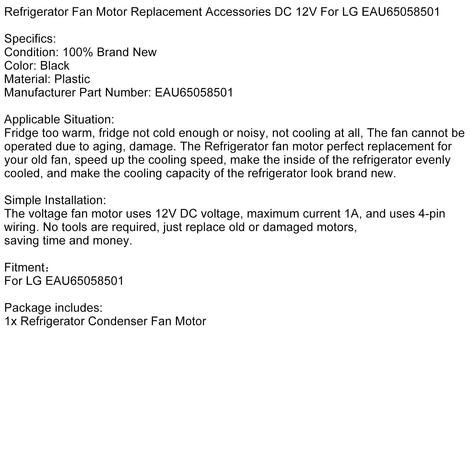Refrigerator Fan Motor Replacement Accessories DC 12V For LG EAU65058501