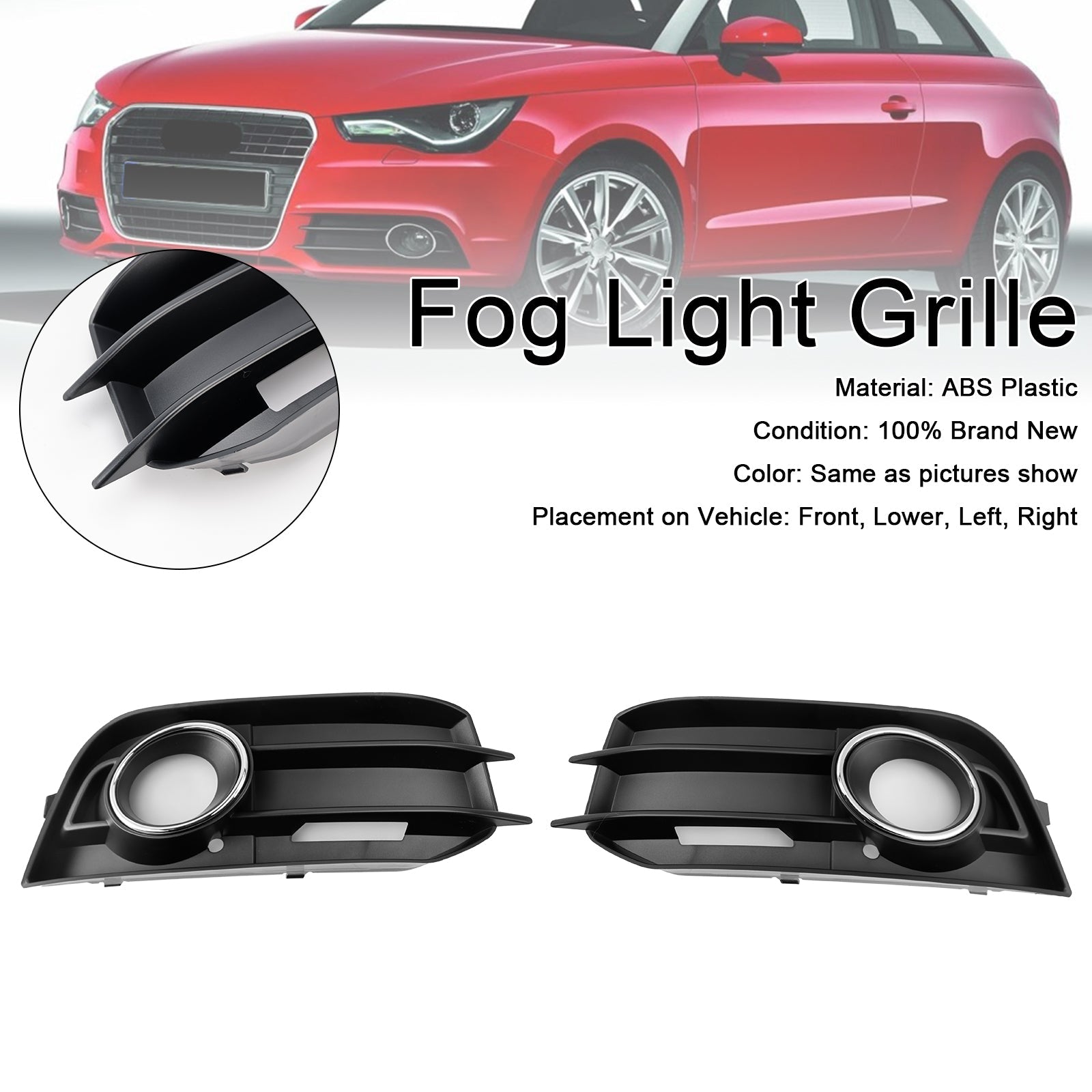 2011-2014 Audi A1 8X 2PCS Fog Light Grille Front Bumper Grill Cover