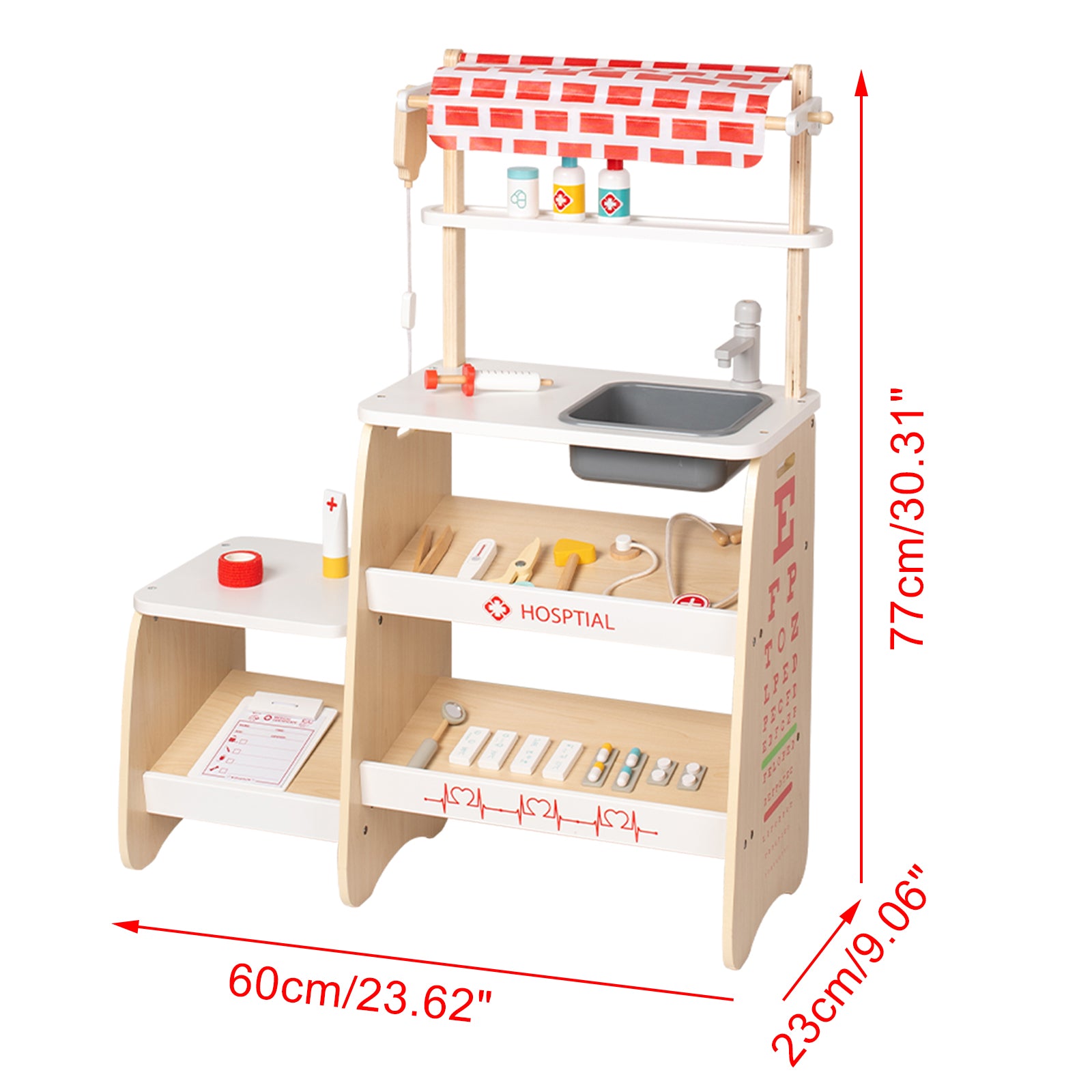 Kid Pretend Medical Clinic Stand Simulation Toy Set With 22 Accessories Ages 3+
