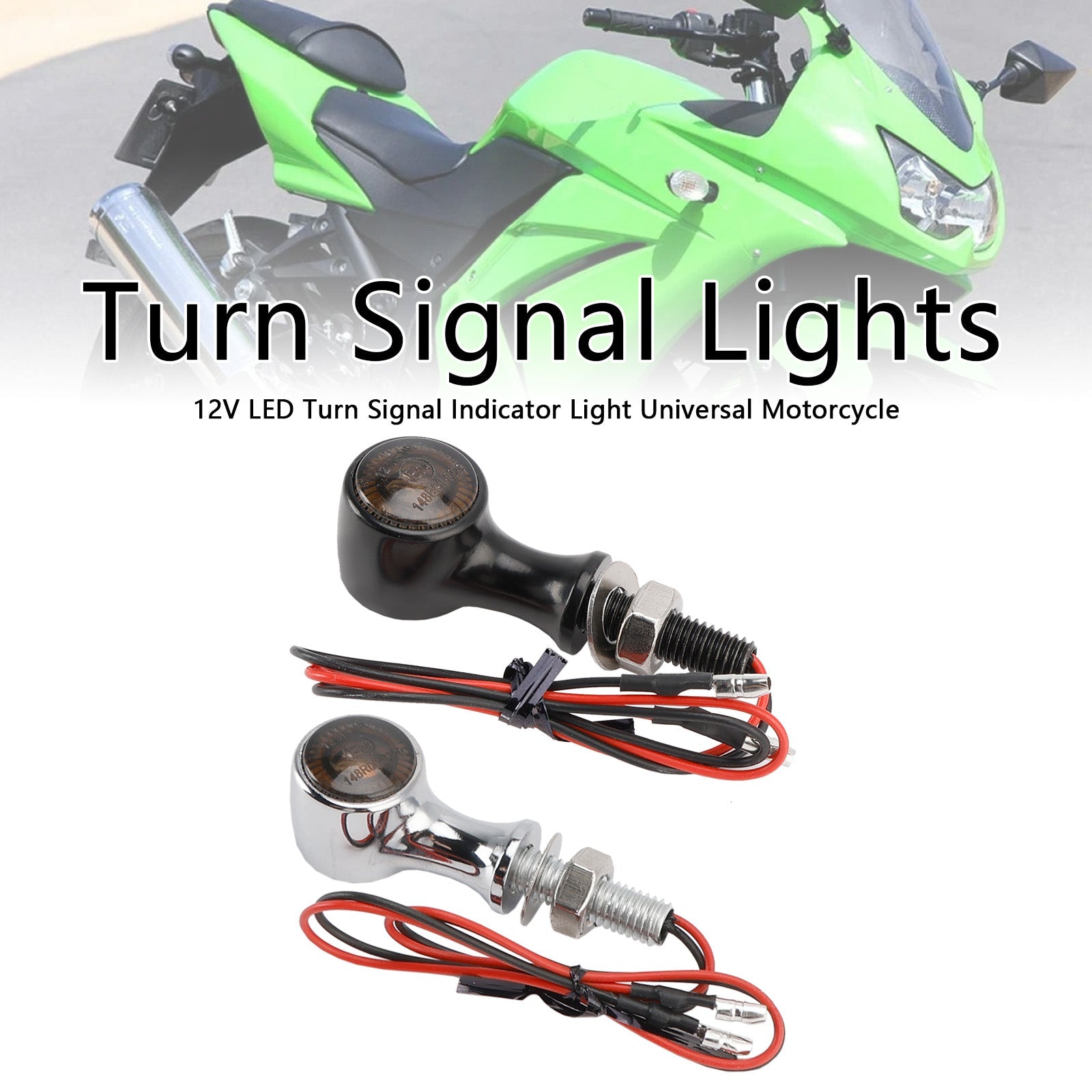 12V LED Turn Signal Indicator Light 8mm Universal Motorcycle For Suzuki