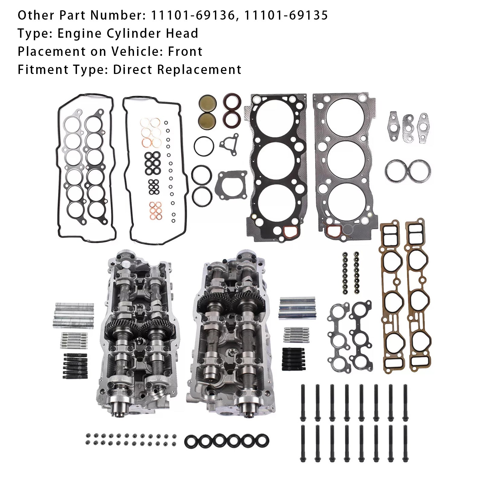 1995-04/2004 TOYOTA TACOMA 3.4L 2PCS Cylinder Head & Gaskets & Bolts 11101-69136 1305362050