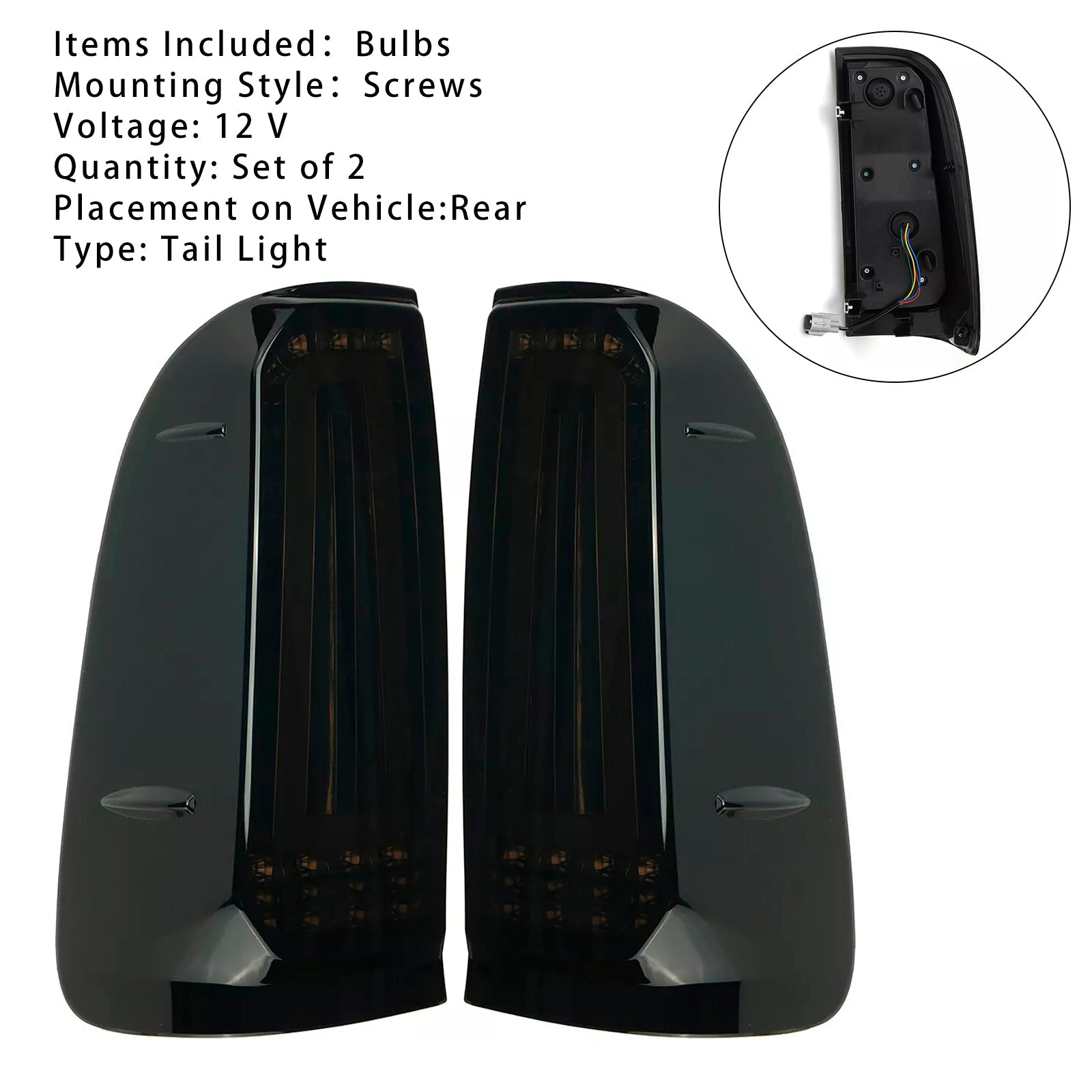 2012-2014 Toyota Hilux Vigo KUN26 SR SR5 Workmate Rear LED Tail Light Lamp Pair Smoke