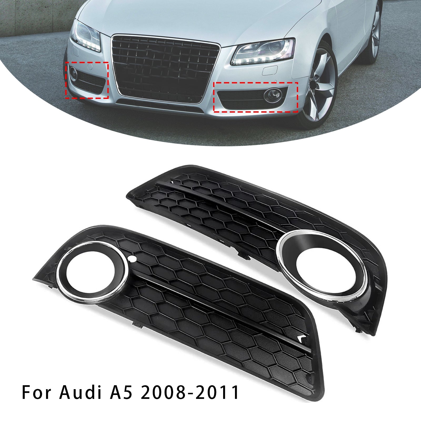 2008-2011 Audi A5 A Pair Of Car Fog Lamp Grilles 8T0 807 682 8T0 807 681