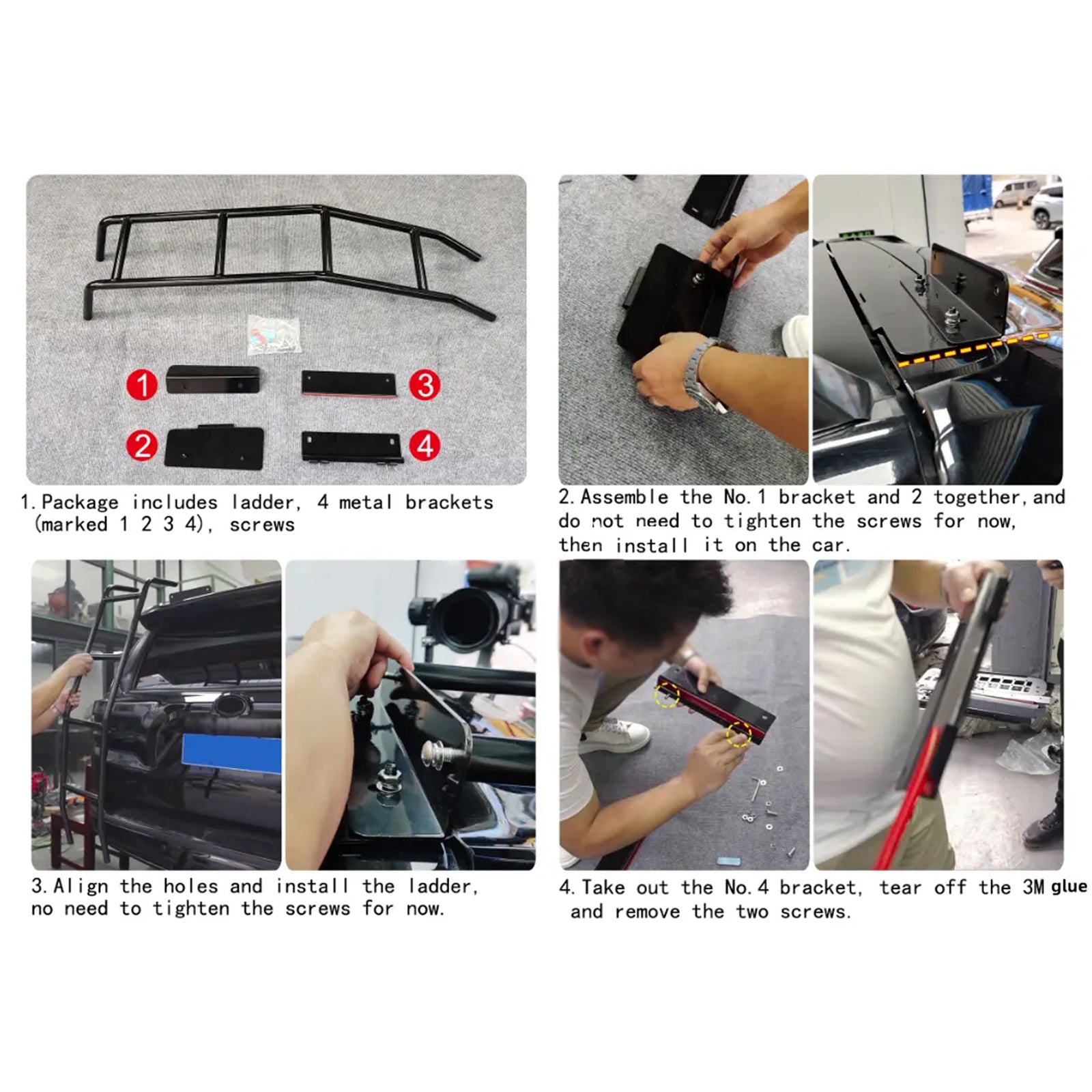 Tailgate Hatch Ladder Accessories Black For Toyota 4Runner 5th Gen 2010-2024