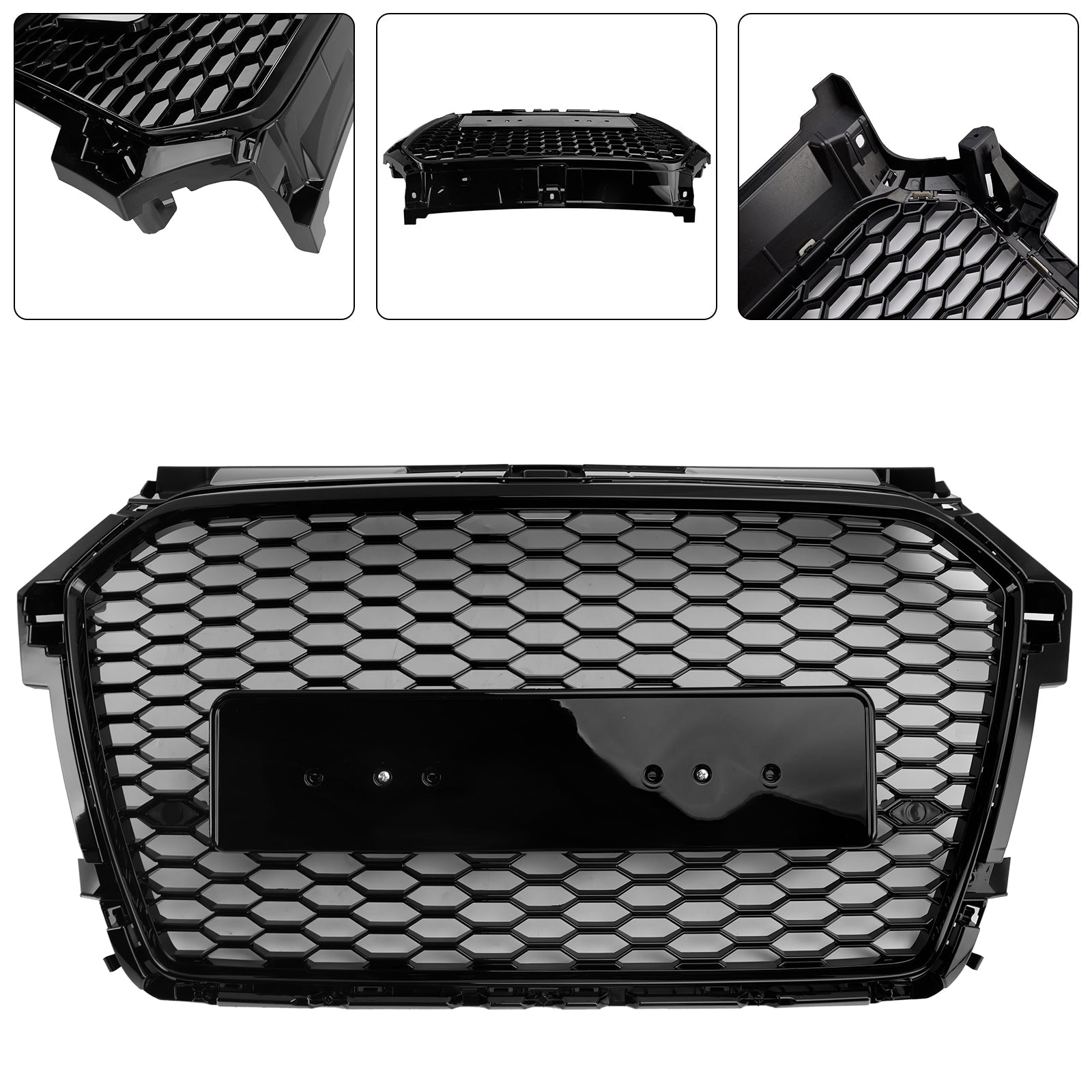 RS Style Honeycomb Bumper Grille Fit Audi A1 S1 8X Facelift 2016-2019 Black
