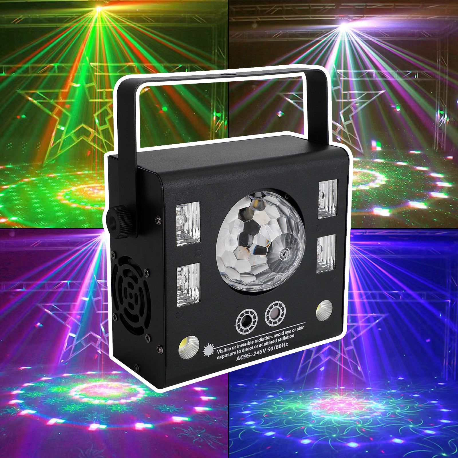 4 In 1 RGB Disco Party DJ Light LED Stage DMX Magic Ball Light Strobe Beam Light