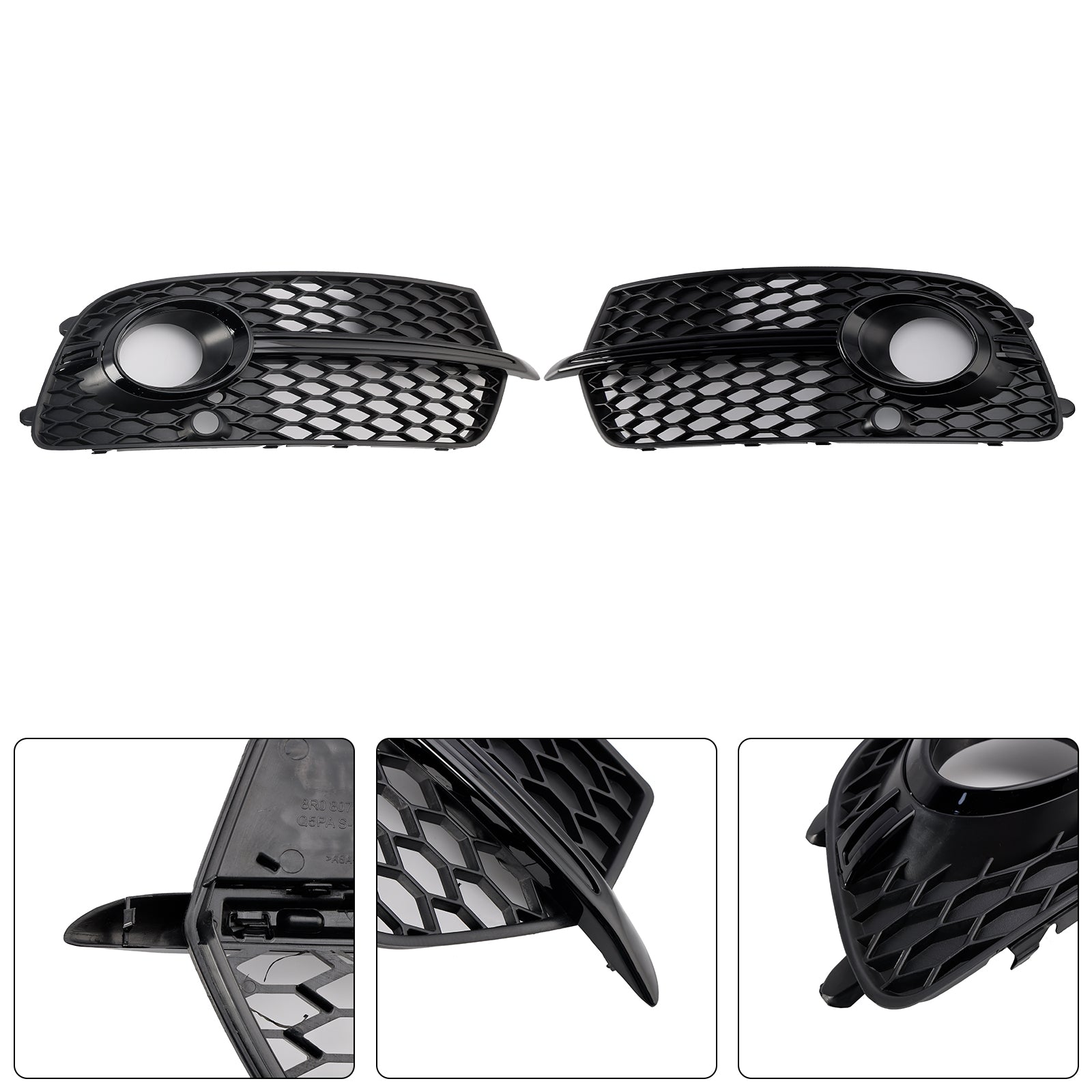 Front Bumper Fog Light Grill Grille Fit Audi Q5 S-Line SQ5 2013-2017 Black