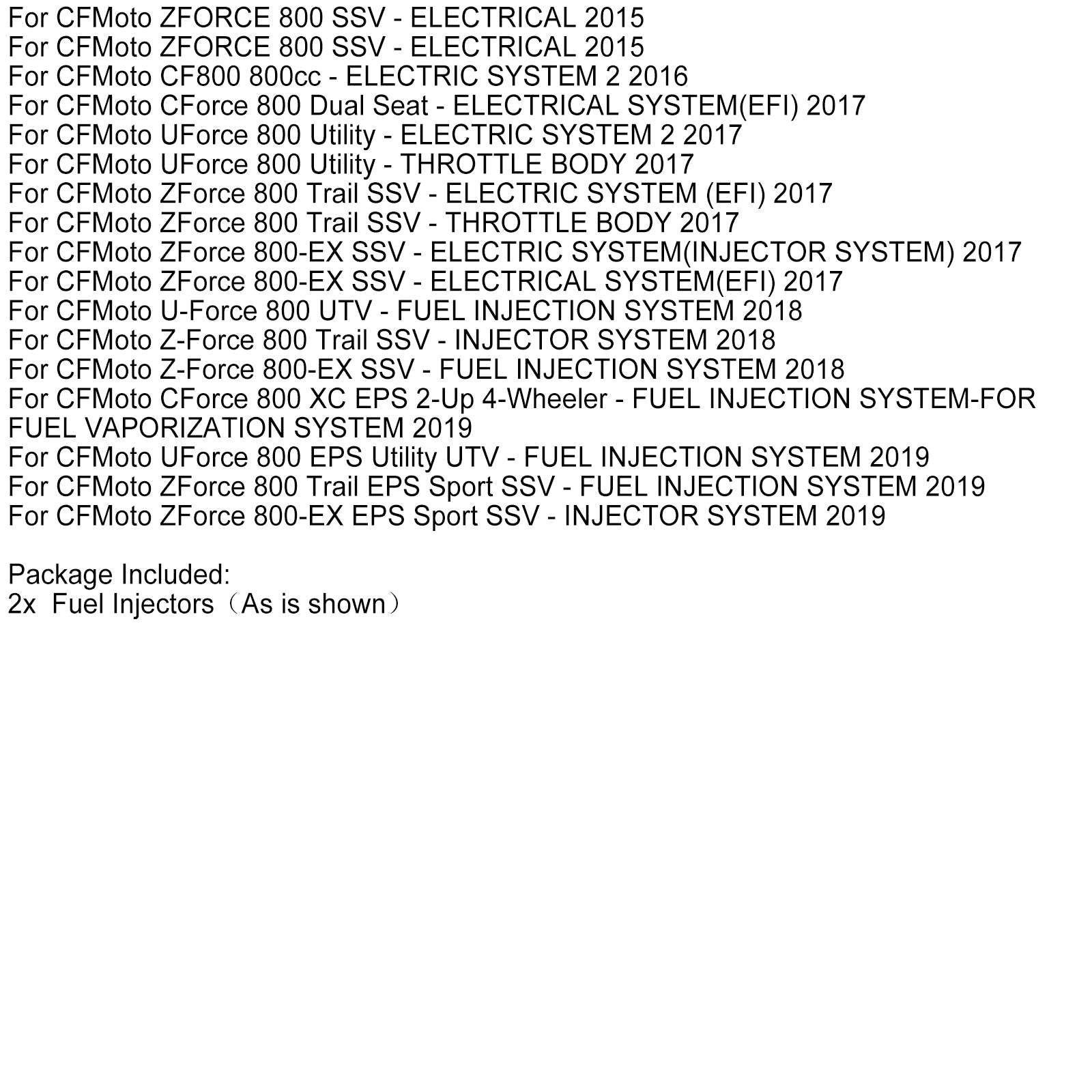 CFMOTO X8 800 CForce UForce Zforce 800-EX 12-19용 0800-171100 연료 인젝터 2개